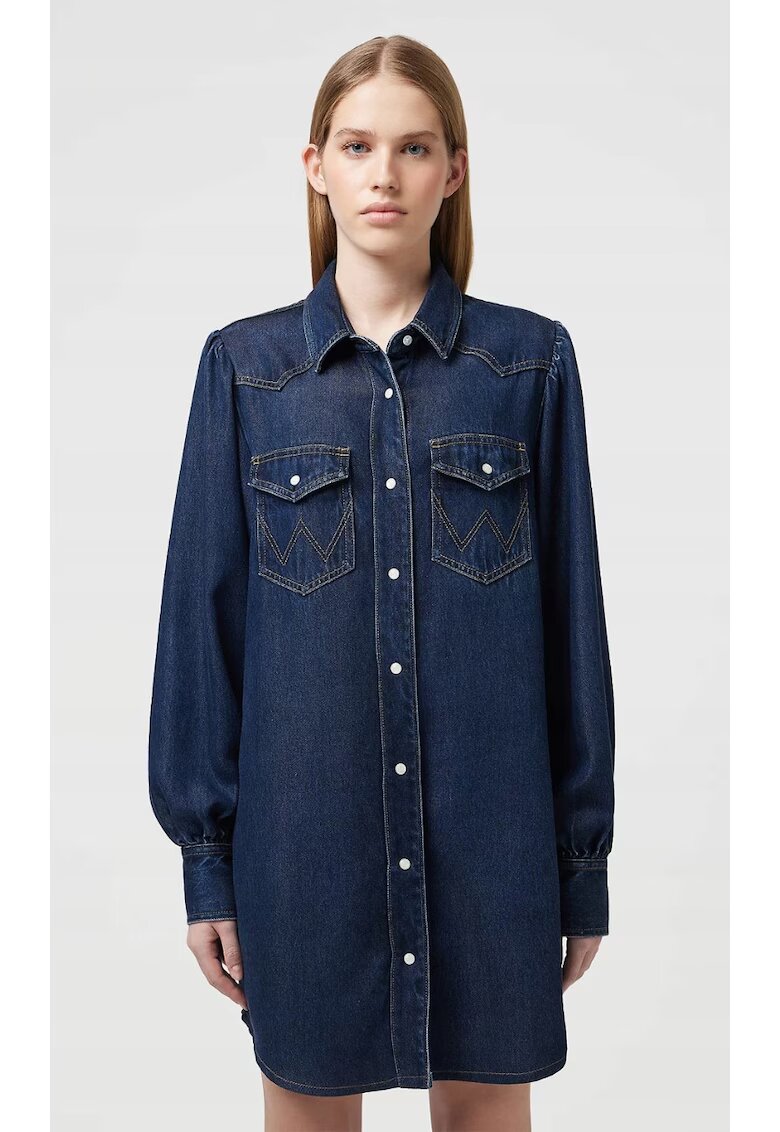 Wrangler Рокля риза - Baloonsleeve - цип - - памук