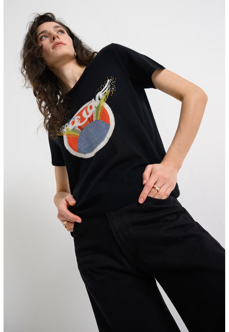 Zadig  Voltaire Кашмирена тениска Idal с декоративни камъни