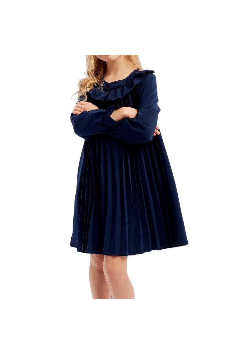 ZOYA Fashion Елегантна рокля Leta за момиче - тъмно синя - плисиран дизайн - удобна и изискана - идеална за специални поводи