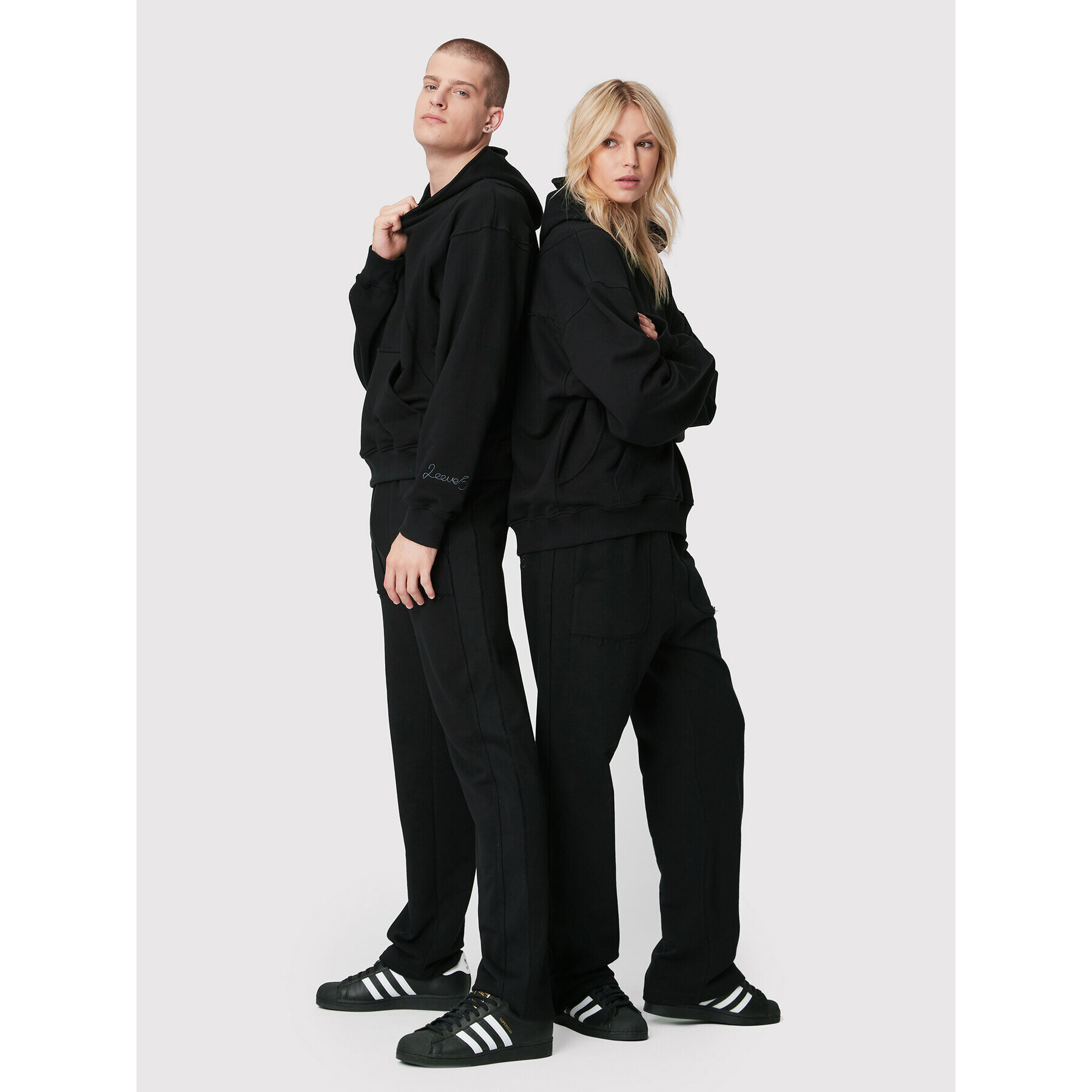 2005 Долнище анцуг Unisex X Leeves „Panel” Черен Relaxed Fit - Pepit.bg