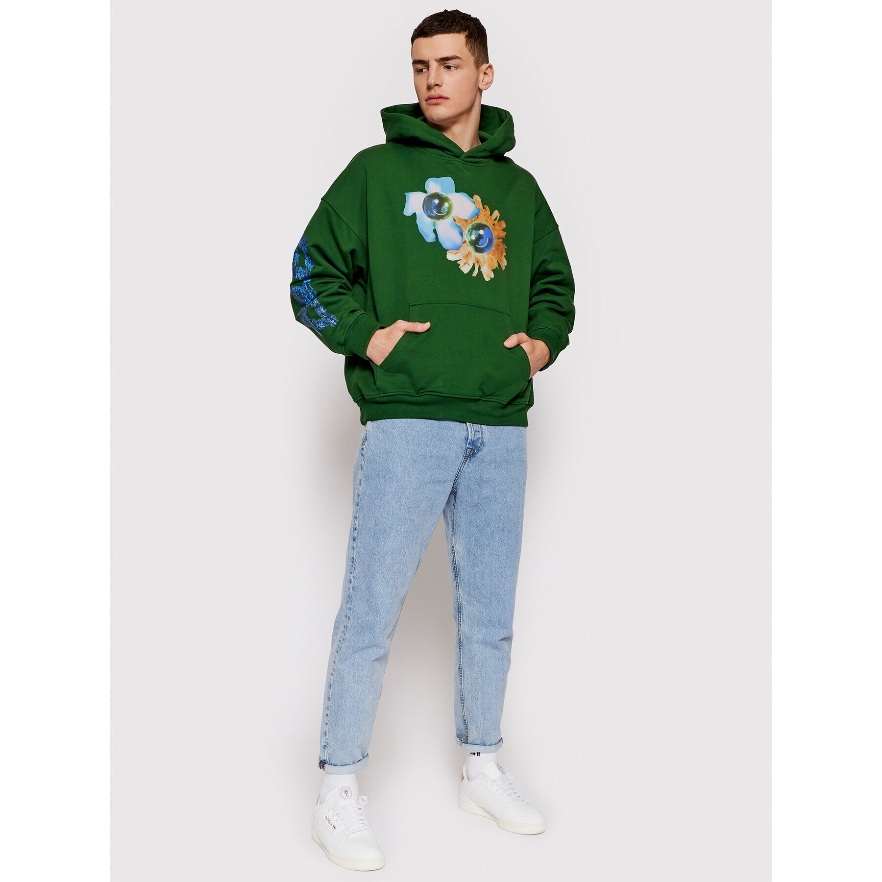 2005 Суитшърт Unisex Flower Globe Зелен Regular Fit - Pepit.bg