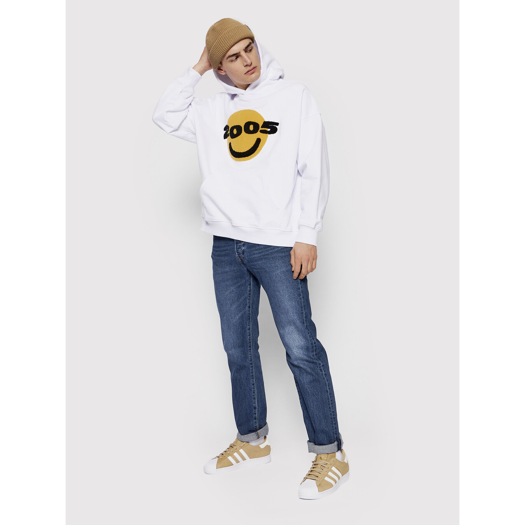 2005 Суитшърт Unisex Smiley Бял Regular Fit - Pepit.bg