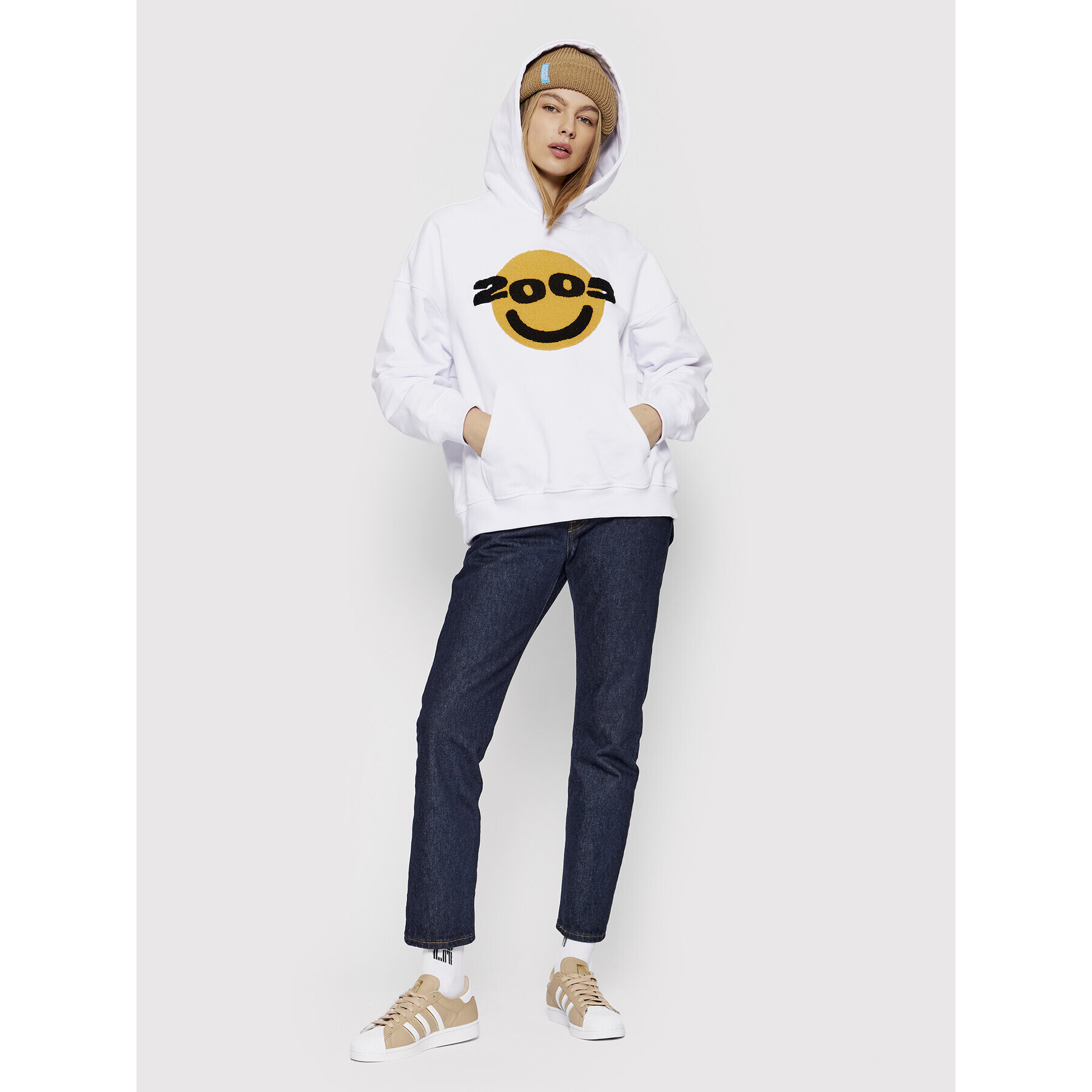 2005 Суитшърт Unisex Smiley Бял Regular Fit - Pepit.bg