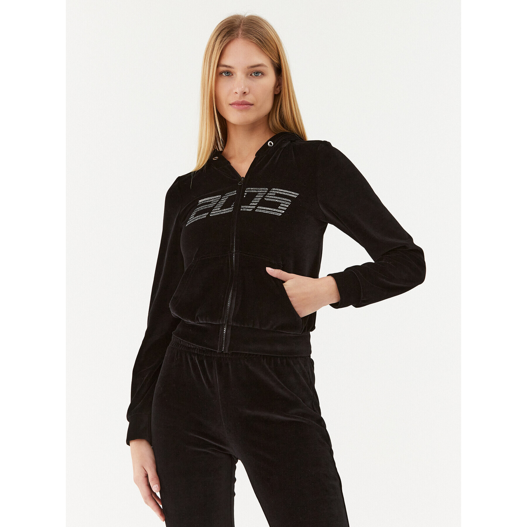 2005 Суитшърт Velour Zip Hoodie Черен Regular Fit - Pepit.bg