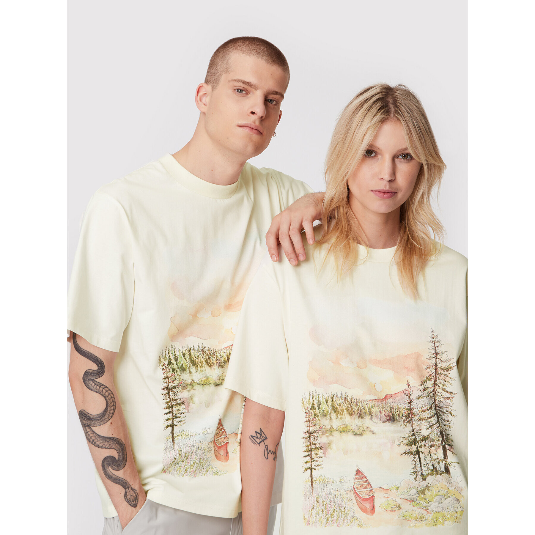 2005 Тишърт Unisex X Leeves „Good Morning” Бежов Regular Fit - Pepit.bg