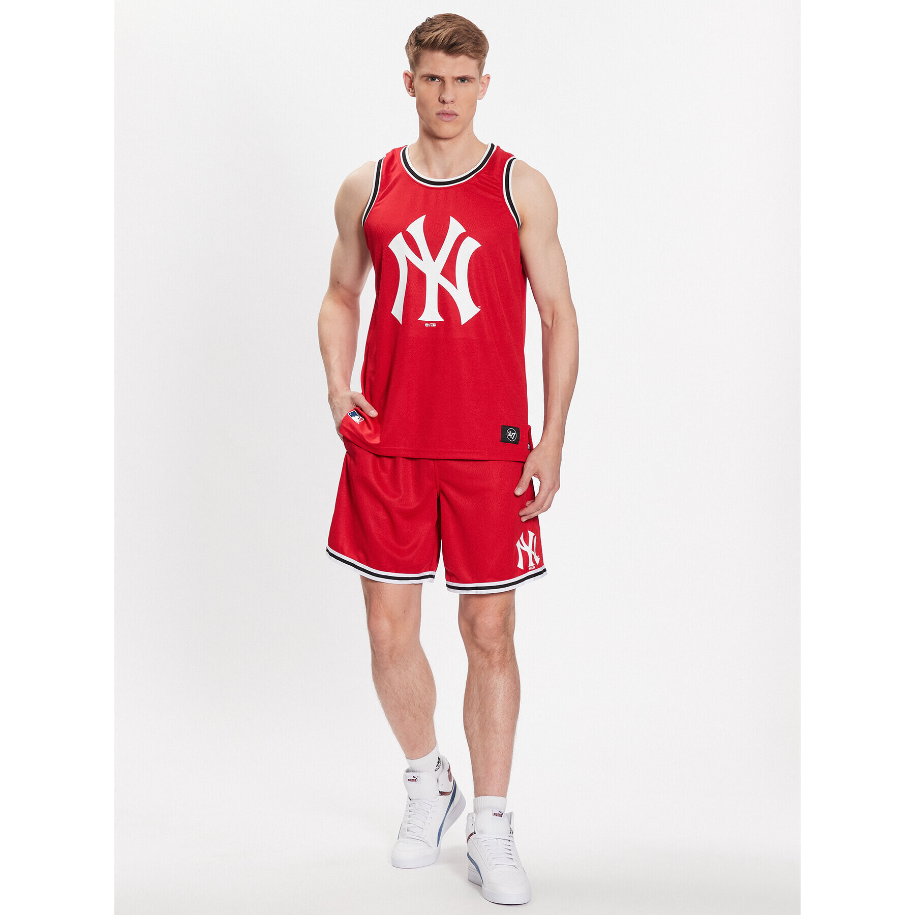 47 Brand Мъжки топ New York Yankees 47 Grafton Tank Червен Regular Fit - Pepit.bg