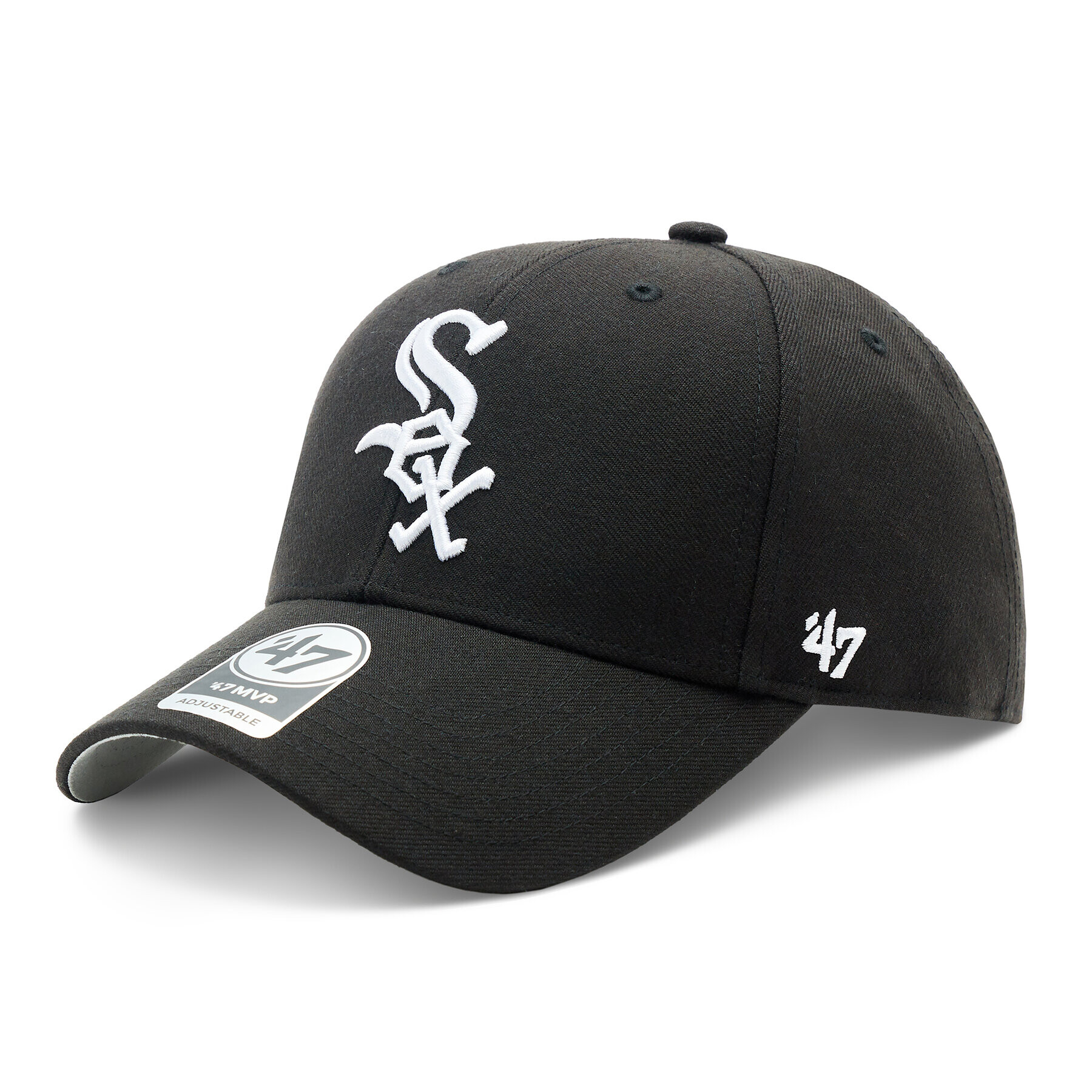 47 Brand Шапка с козирка MLB Chicago White Sox Sure Shot Snapback 47 MVP BCWS-SUMVP06WBP-BK06 Черен - Pepit.bg