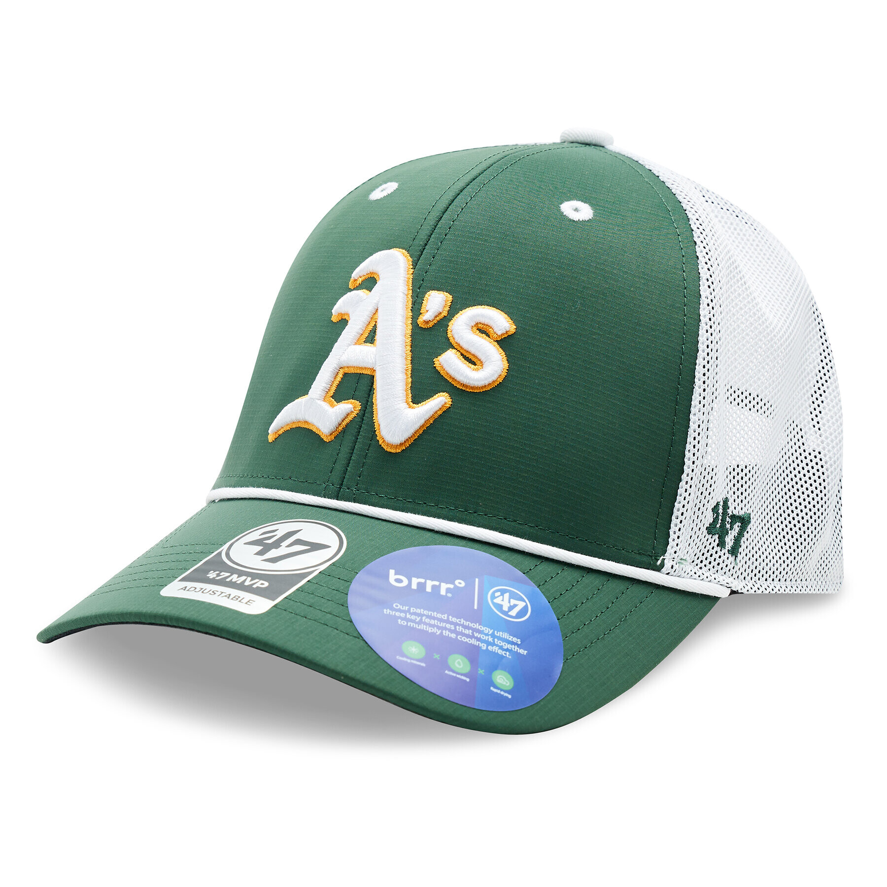 47 Brand Шапка с козирка MLB Oakland Athletics brrr Mesh Pop 47 MVP B-BRPOP18BBP-DG Зелен - Pepit.bg