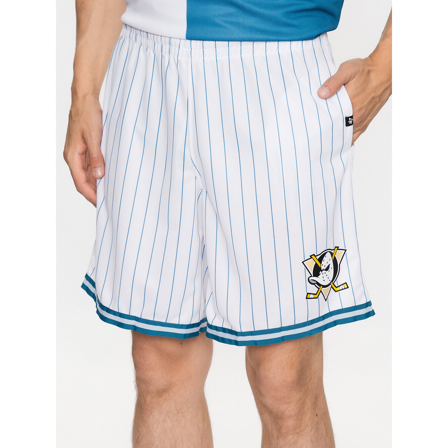 47 Brand Спортни шорти Anaheim Ducks Pinstriped 47 Grafton Shorts Бял Regular Fit - Pepit.bg