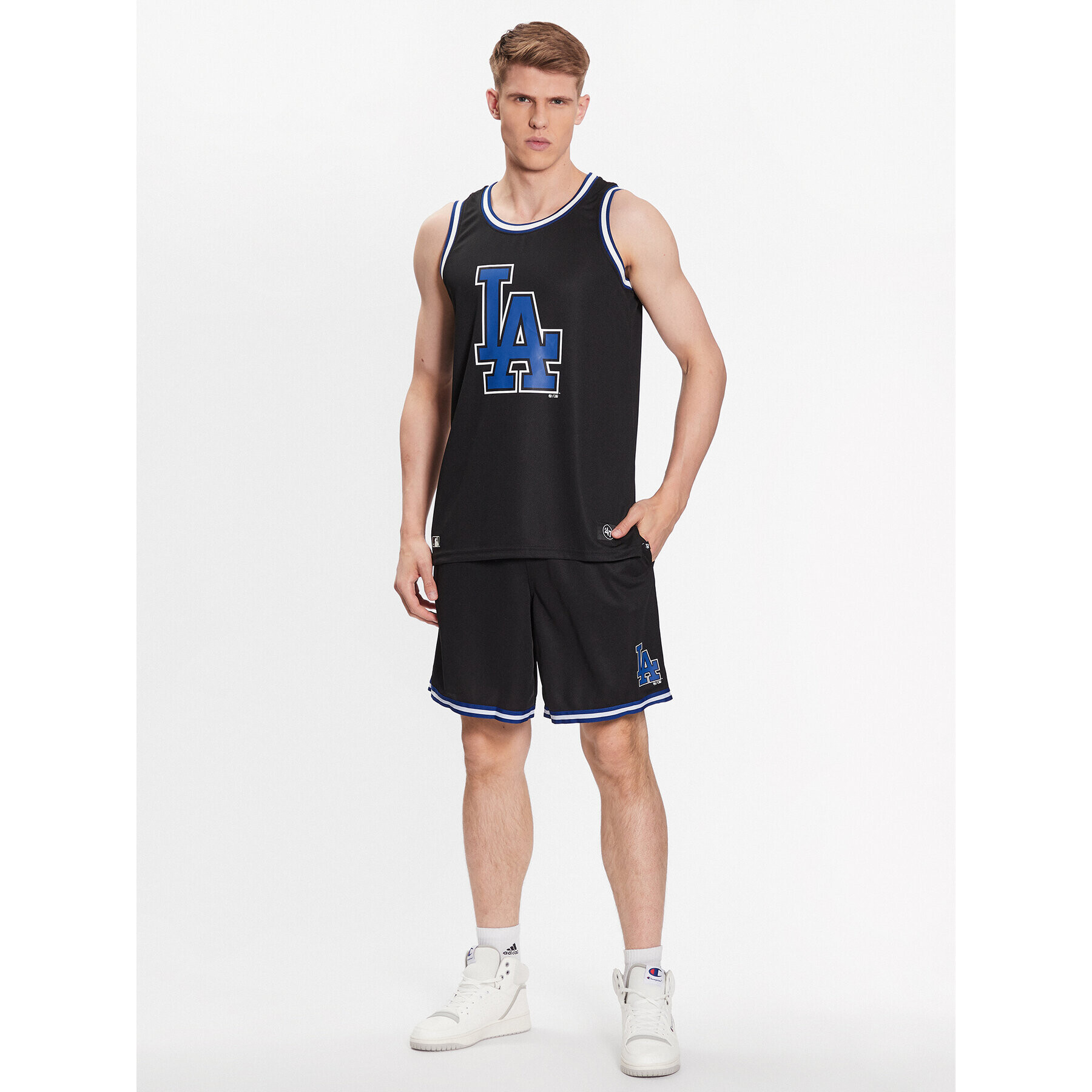 47 Brand Спортни шорти Los Angeles Dodgers Back Court 47 Grafton Shorts Черен Regular Fit - Pepit.bg