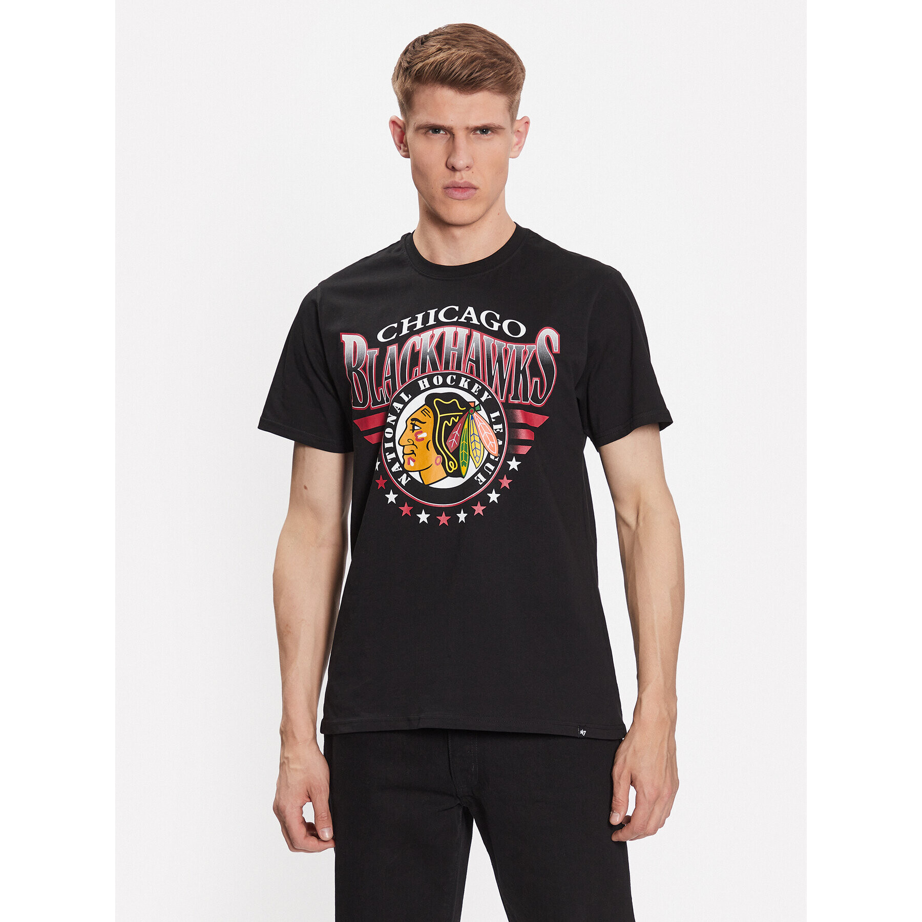 47 Brand Тишърт Chicago Blackhawks '47 Echo Tee Черен Regular Fit - Pepit.bg