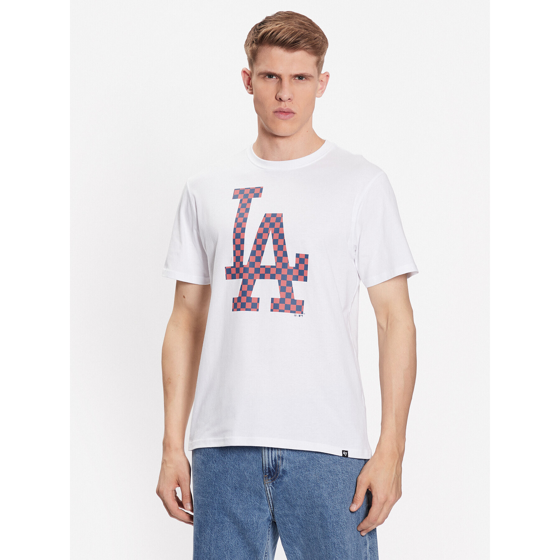 47 Brand Тишърт Los Angeles Dodgers Check Up '47 Echo Tee Бял Regular Fit - Pepit.bg