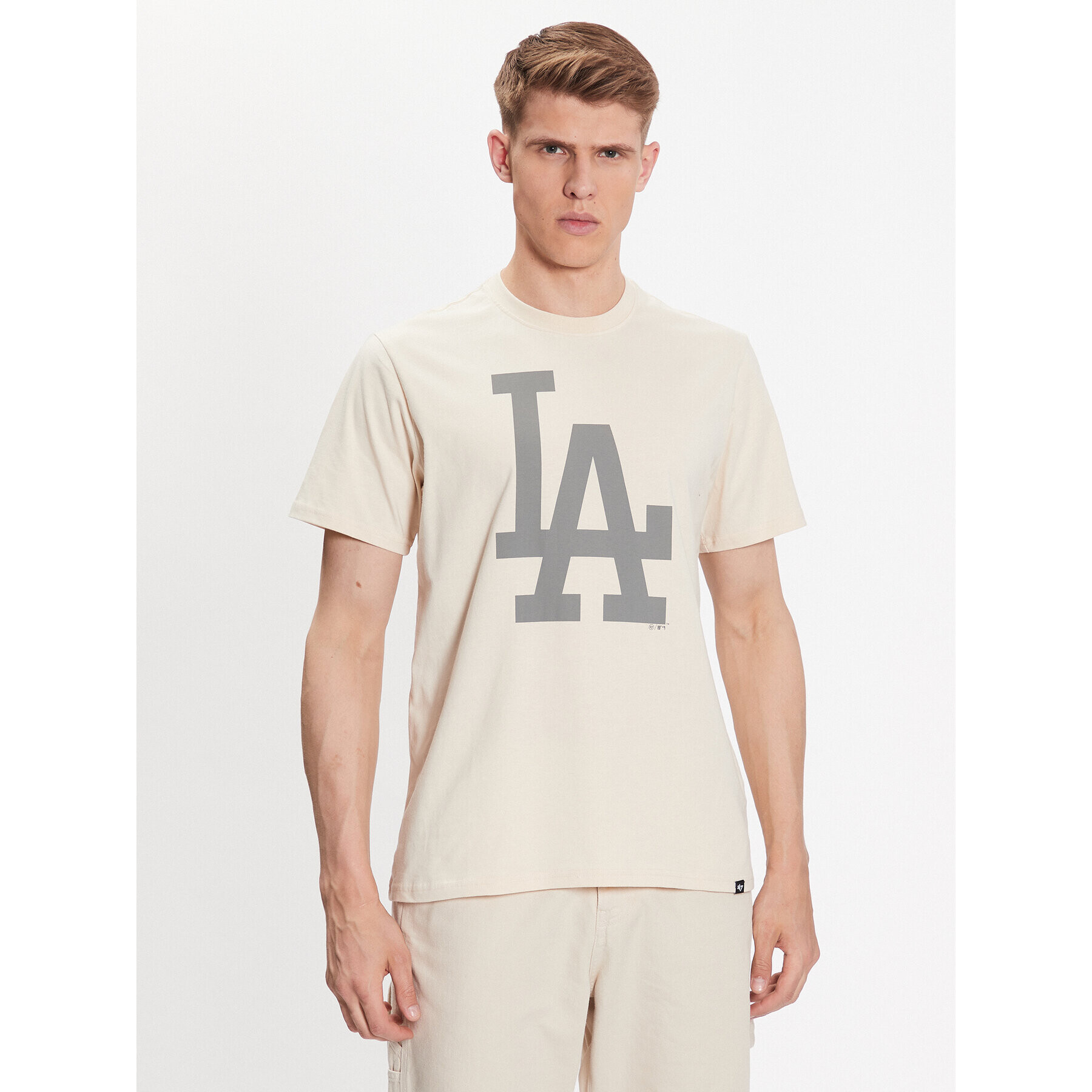 47 Brand Тишърт Los Angeles Dodgers Imprint '47 Echo Tee Бежов Regular Fit - Pepit.bg