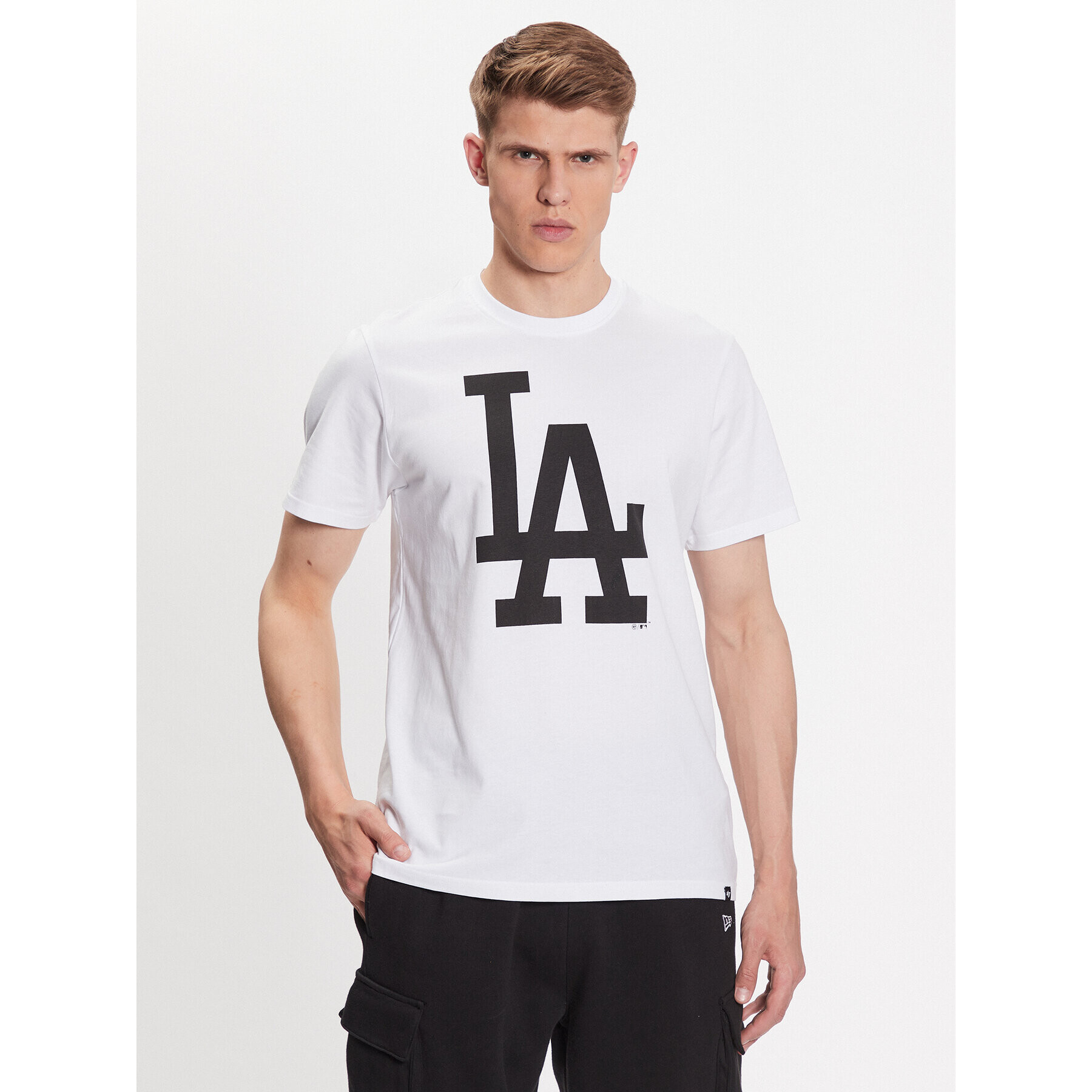 47 Brand Тишърт Los Angeles Dodgers Imprint 47 Echo Tee Бял Regular Fit - Pepit.bg