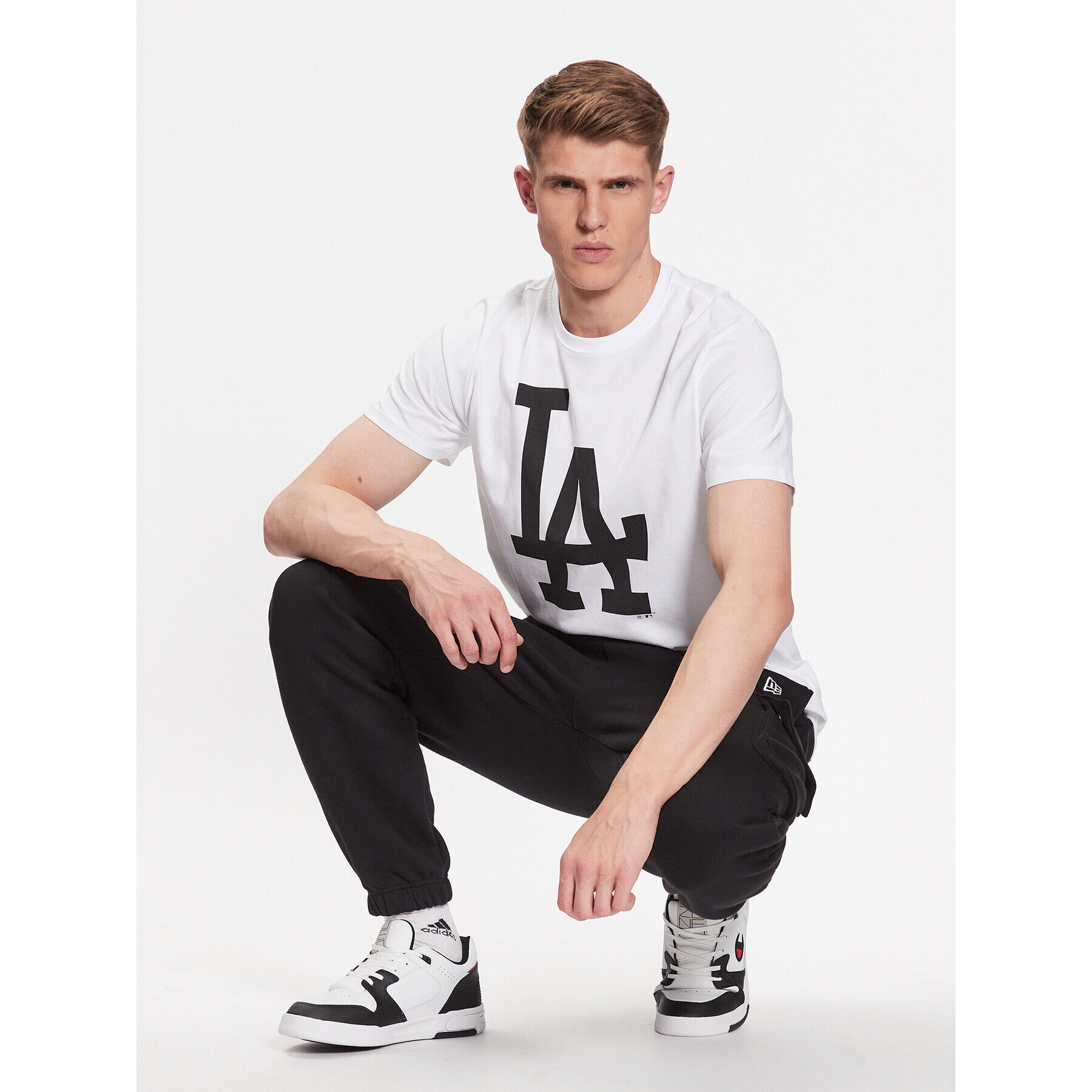 47 Brand Тишърт Los Angeles Dodgers Imprint 47 Echo Tee Бял Regular Fit - Pepit.bg