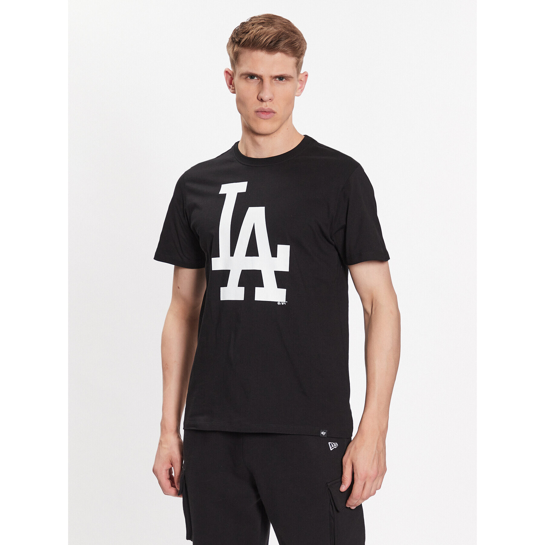 47 Brand Тишърт Los Angeles Dodgers Imprint 47 Echo Tee Черен Regular Fit - Pepit.bg