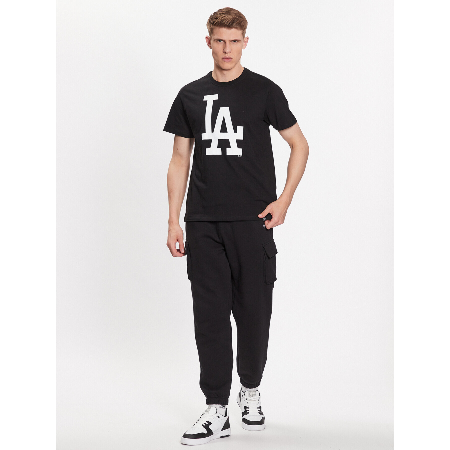 47 Brand Тишърт Los Angeles Dodgers Imprint 47 Echo Tee Черен Regular Fit - Pepit.bg