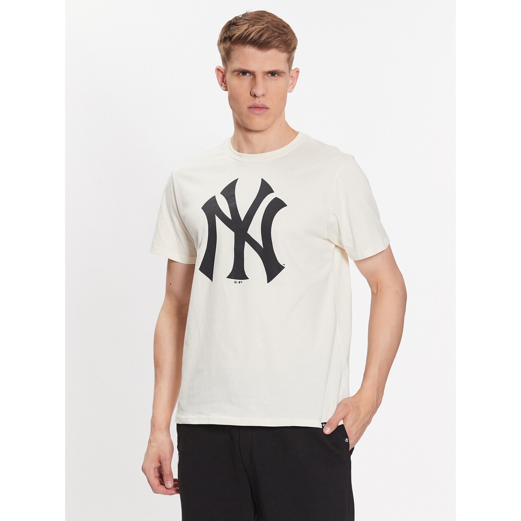 47 Brand Тишърт MLB New York Yankees Imprint 47 Echo Tee BB017TEMIME544104CL Екрю Regular Fit - Pepit.bg