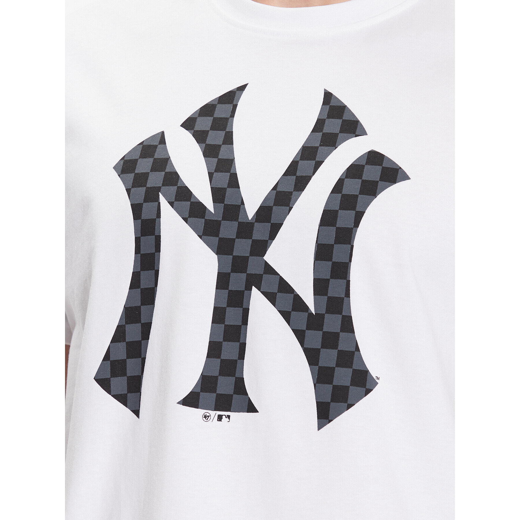 47 Brand Тишърт New York Yankees Checkerboard '47 Echo Tee Бял Regular Fit - Pepit.bg