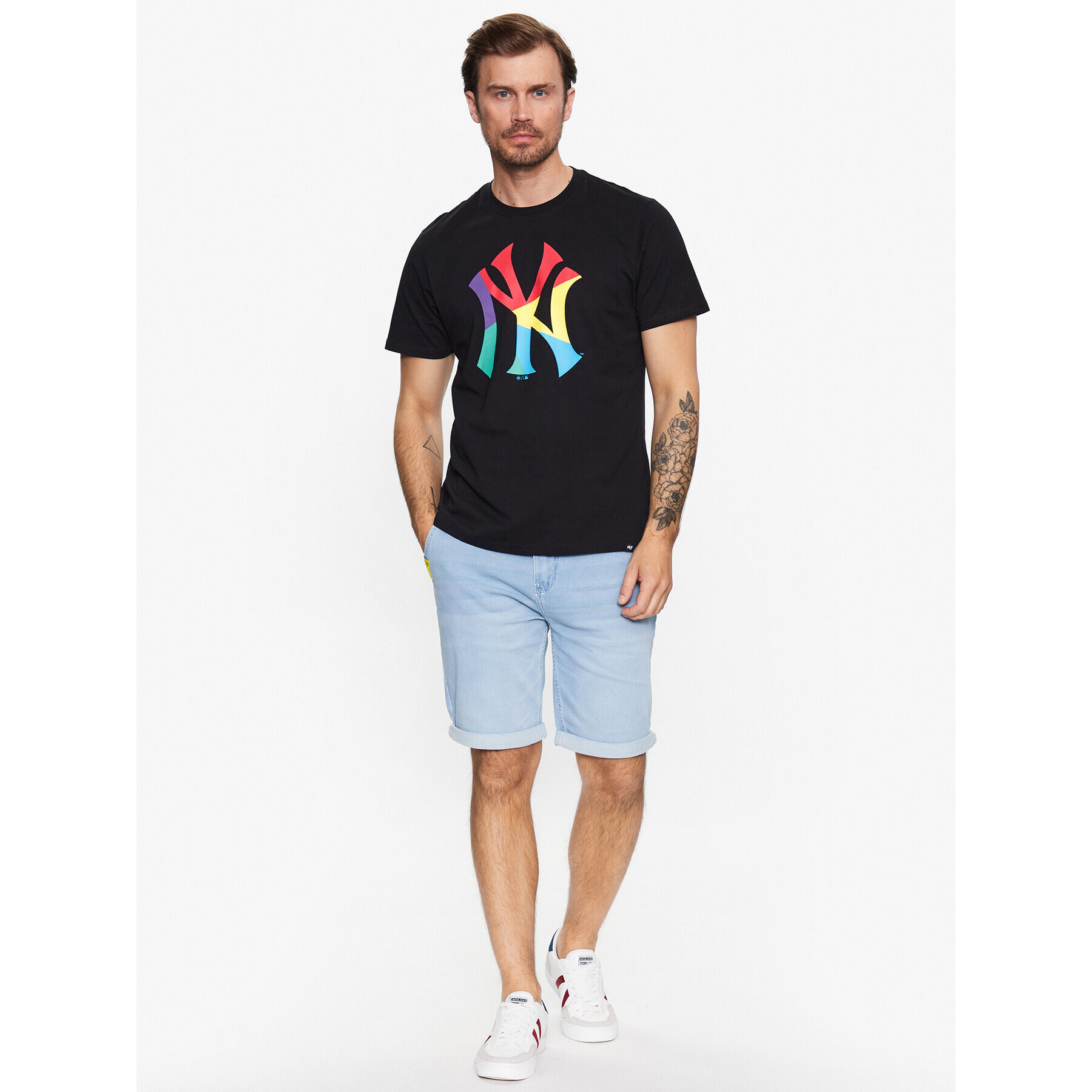 47 Brand Тишърт New York Yankees Fractal '47 Echo Tee Черен Regular Fit - Pepit.bg