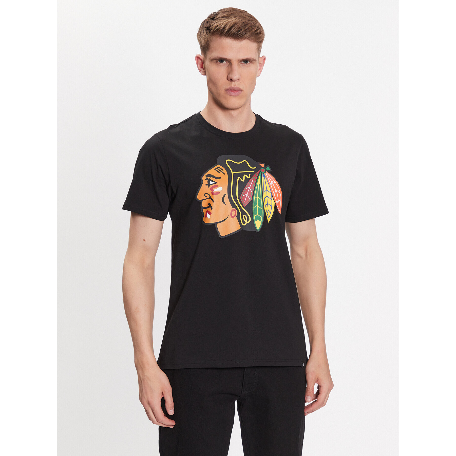 47 Brand Тишърт NHL Chicago Blackhawks Imprint '47 Echo Tee HH004TEMIME544230JK Черен Regular Fit - Pepit.bg