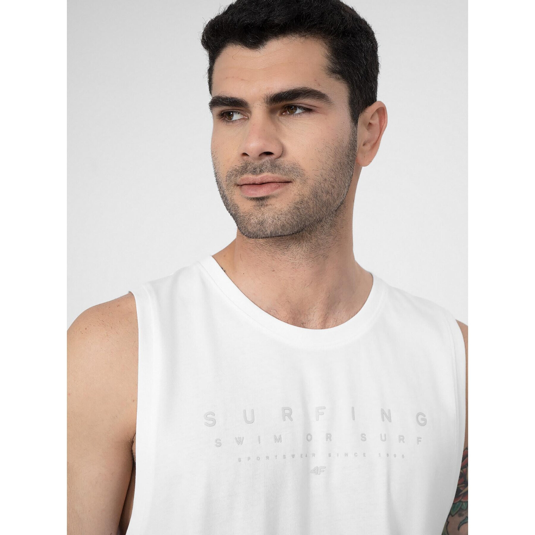 4F Мъжки топ SS23TTSHM368 Бял Regular Fit - Pepit.bg