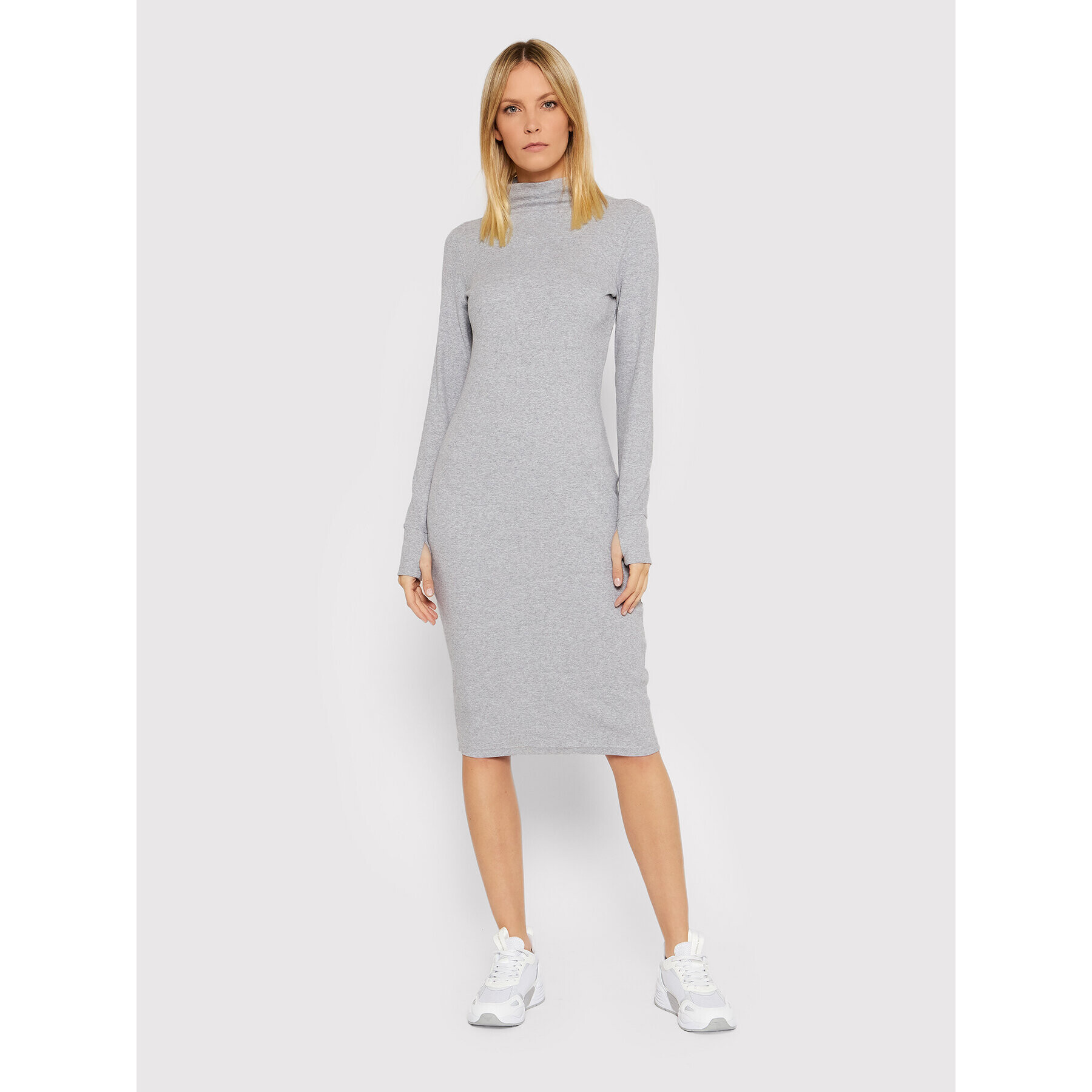 4F Плетена рокля H4Z21-SUDD013 Сив Slim Fit - Pepit.bg