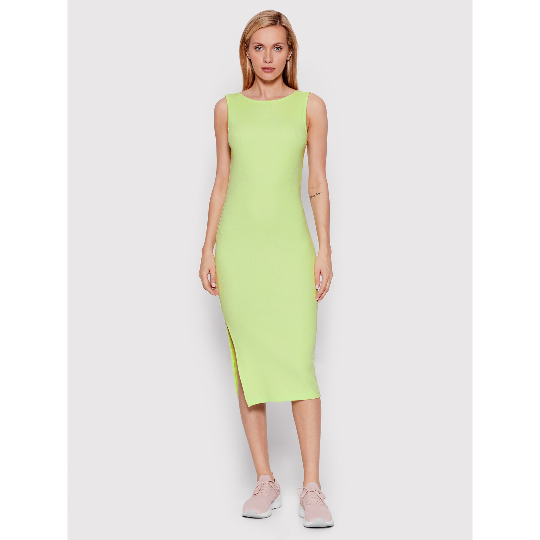 4F Плетена рокля H4L22-SUDD010 Зелен Slim Fit - Pepit.bg