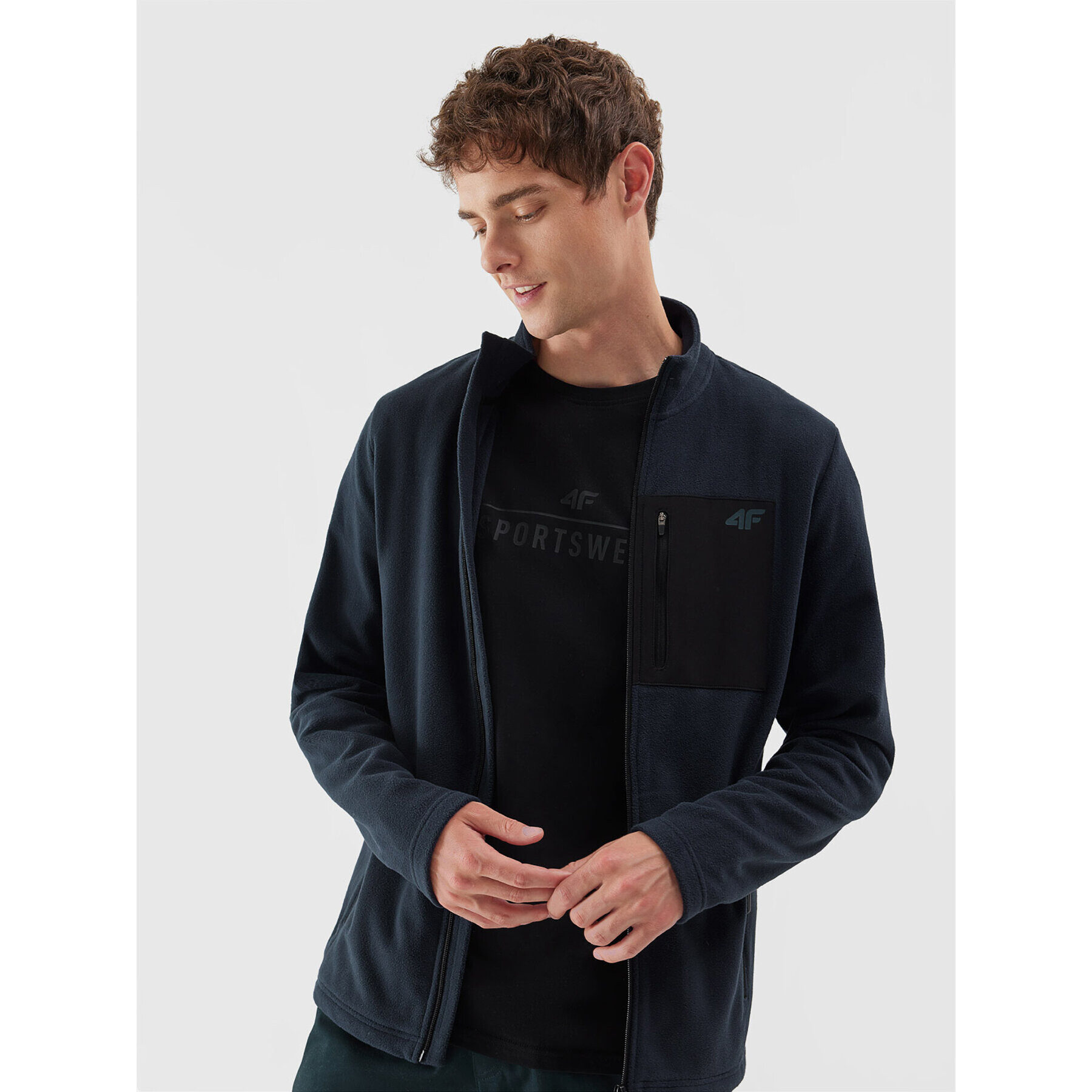 4F Полар AW23TFLEM123 Син Regular Fit - Pepit.bg