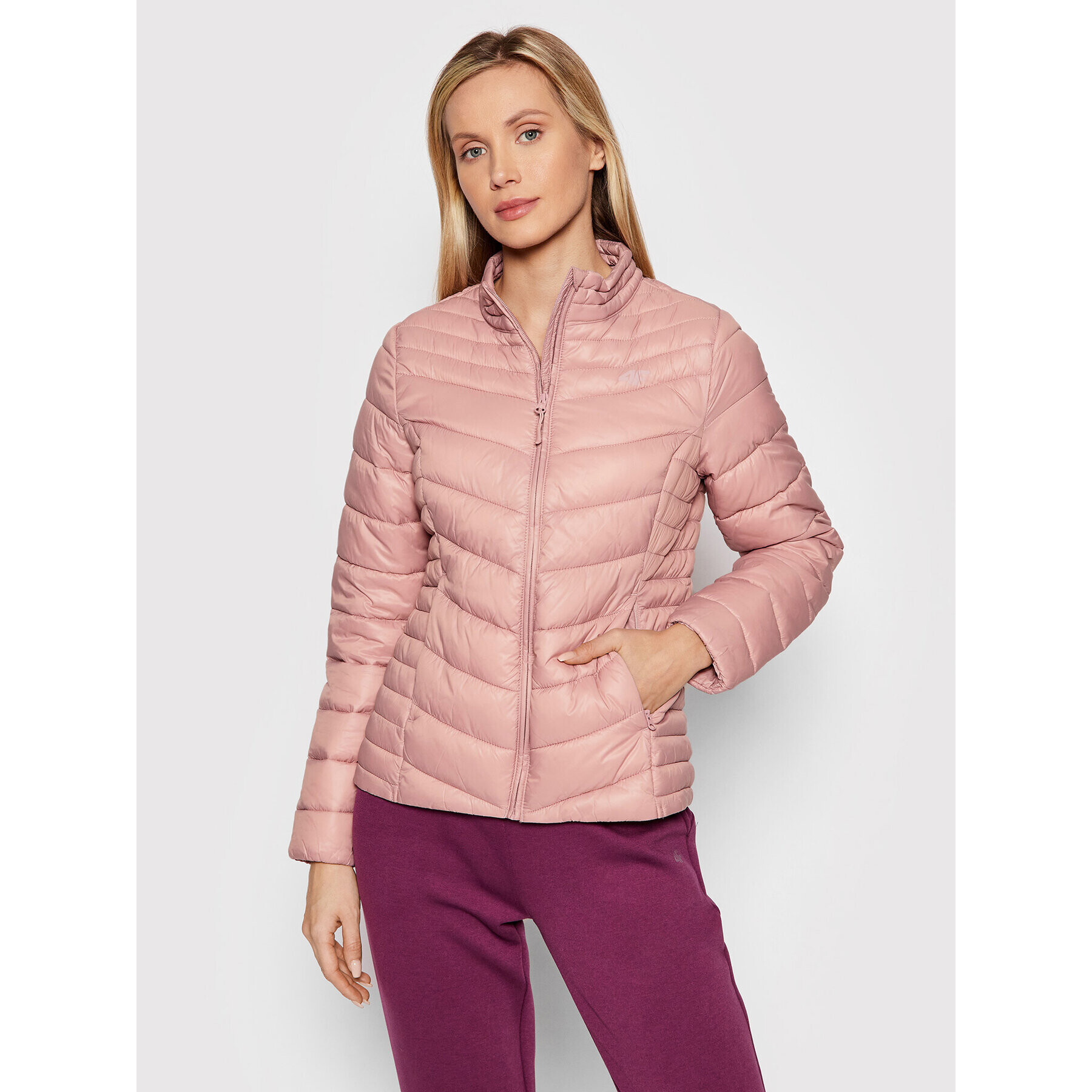 4F Пухено яке H4Z21-KUDP002 Розов Slim Fit - Pepit.bg