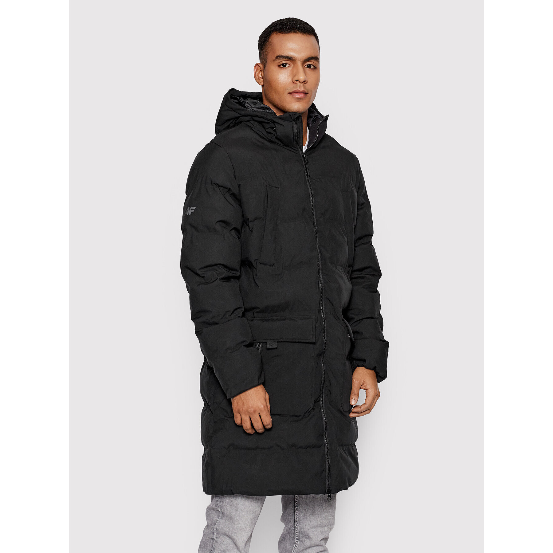 4F Пухено яке H4Z21-KUMP008 Черен Regular Fit - Pepit.bg