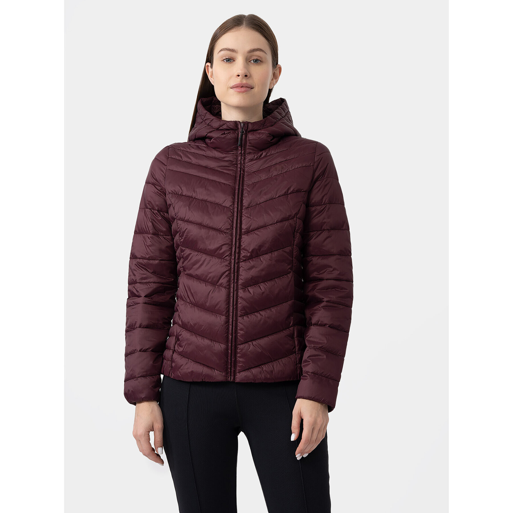 4F Пухено яке AW23TDJAF225 Виолетов Slim Fit - Pepit.bg