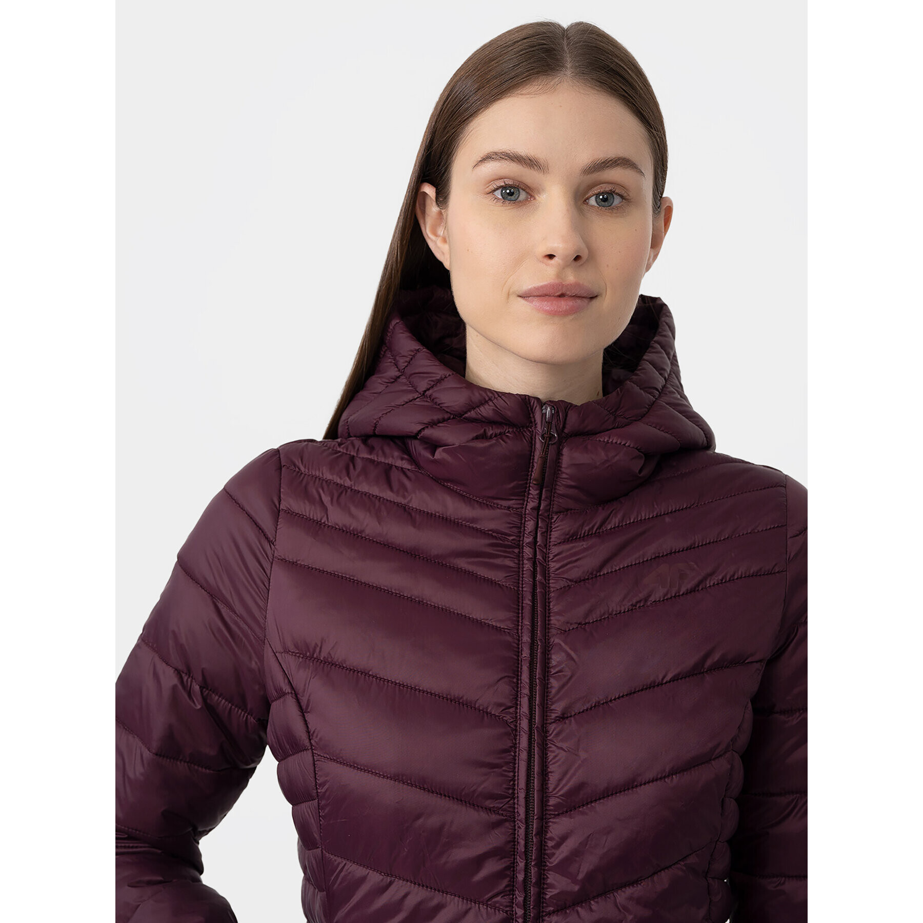 4F Пухено яке AW23TDJAF225 Виолетов Slim Fit - Pepit.bg