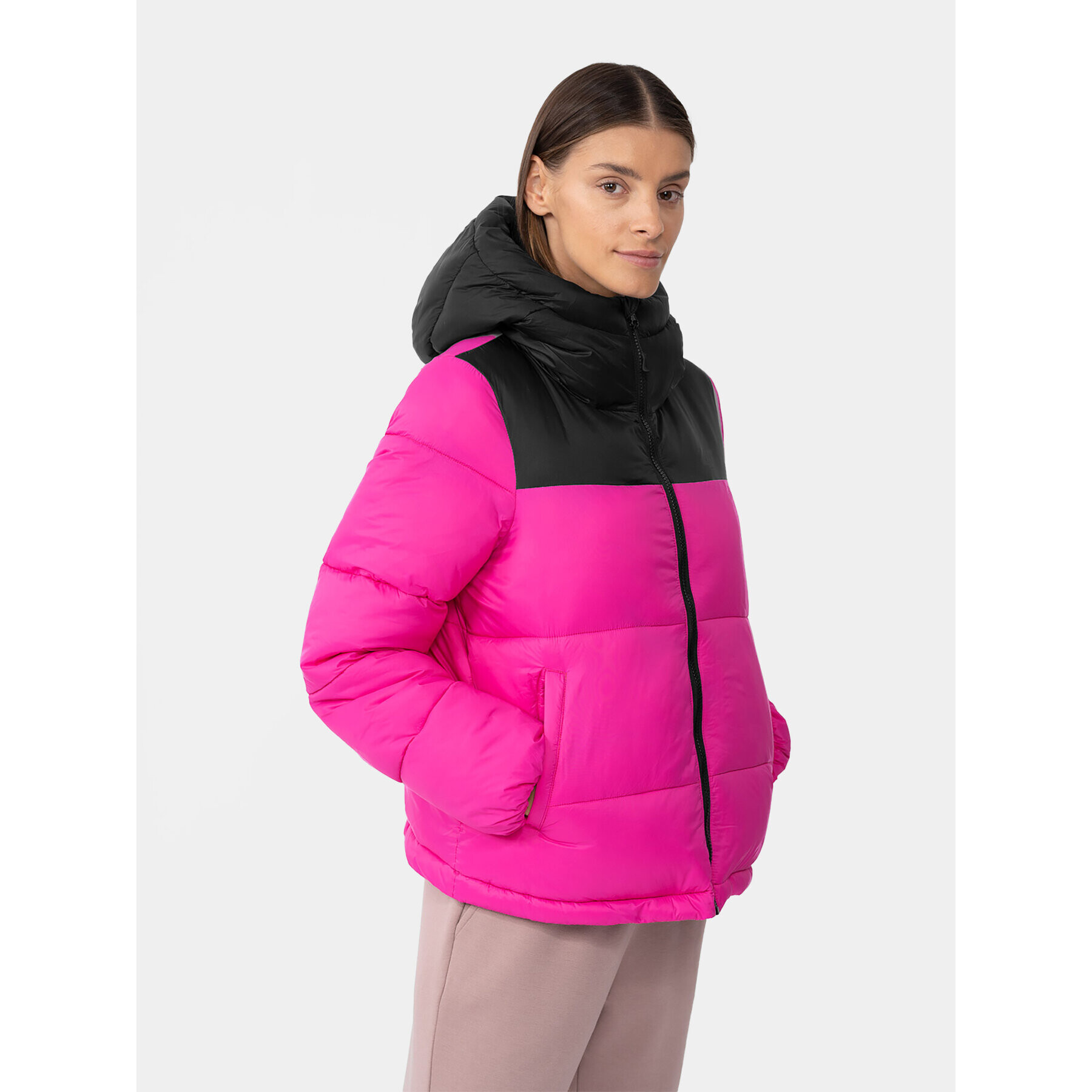 4F Пухено яке AW23TDJAF230 Розов Regular Fit - Pepit.bg