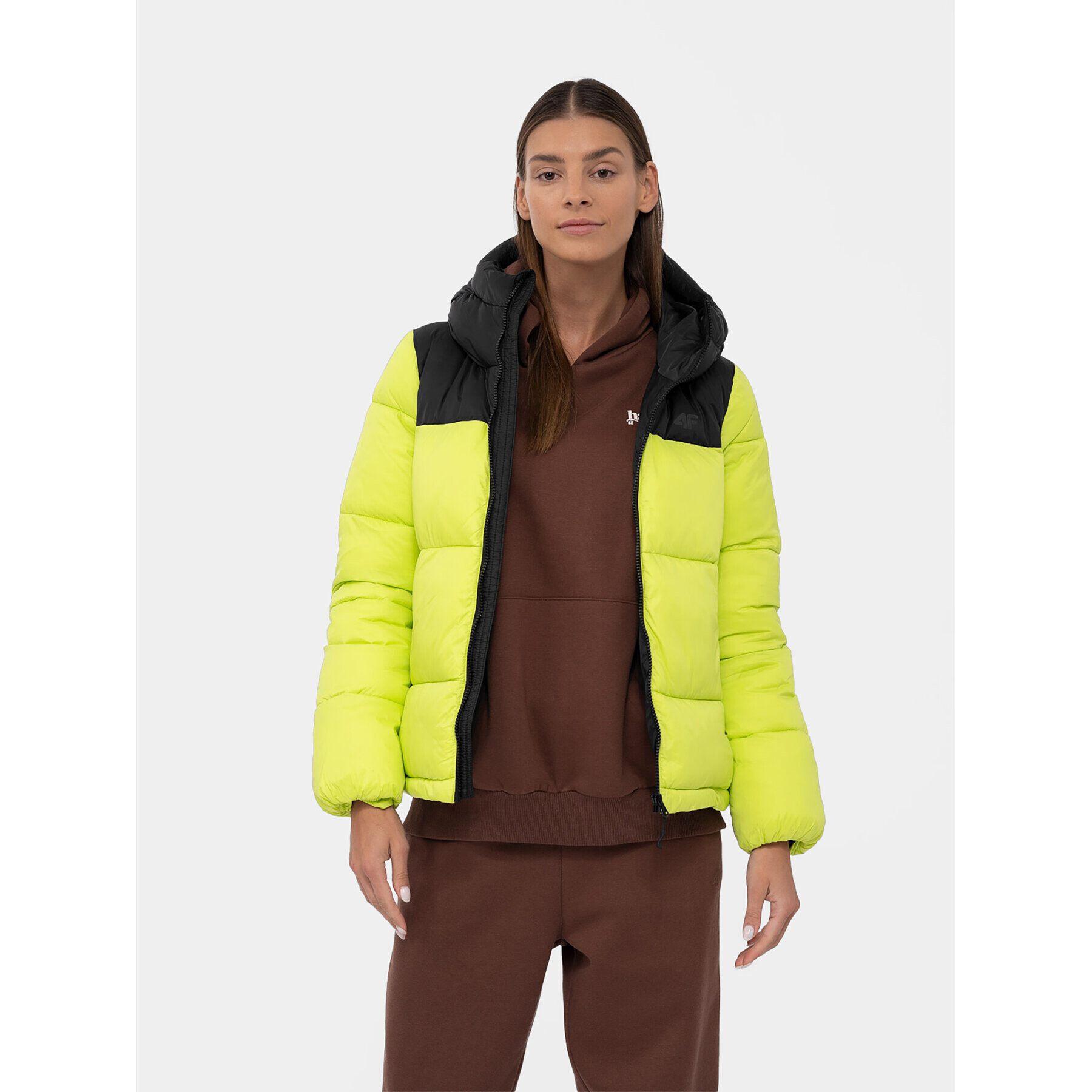 4F Пухено яке AW23TDJAF230 Зелен Regular Fit - Pepit.bg