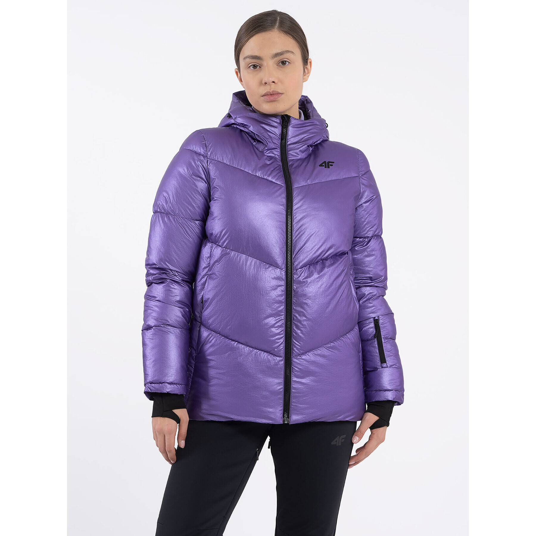 4F Пухено яке AW23TDJAF277 Виолетов Regular Fit - Pepit.bg