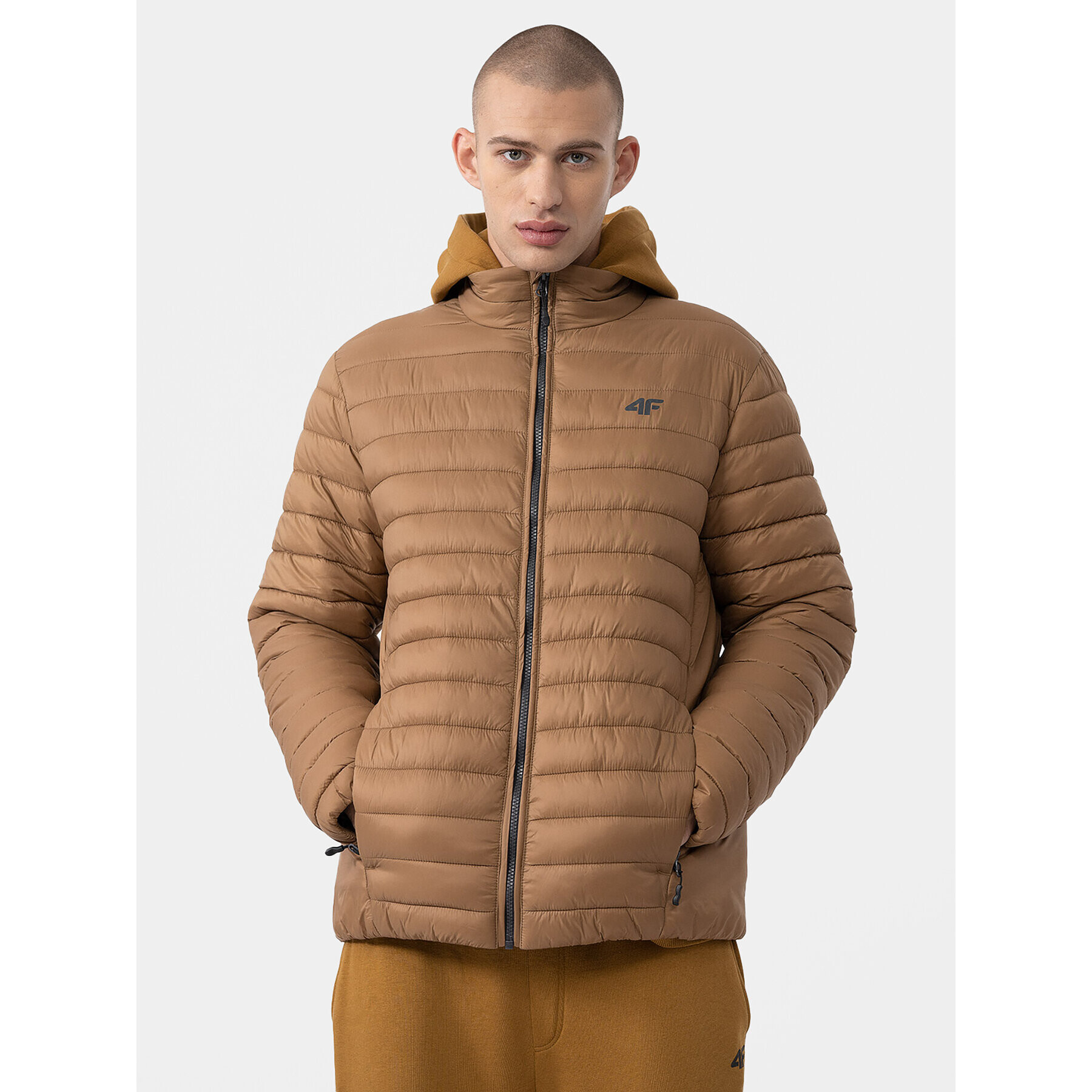 4F Пухено яке AW23TDJAM239 Кафяв Regular Fit - Pepit.bg