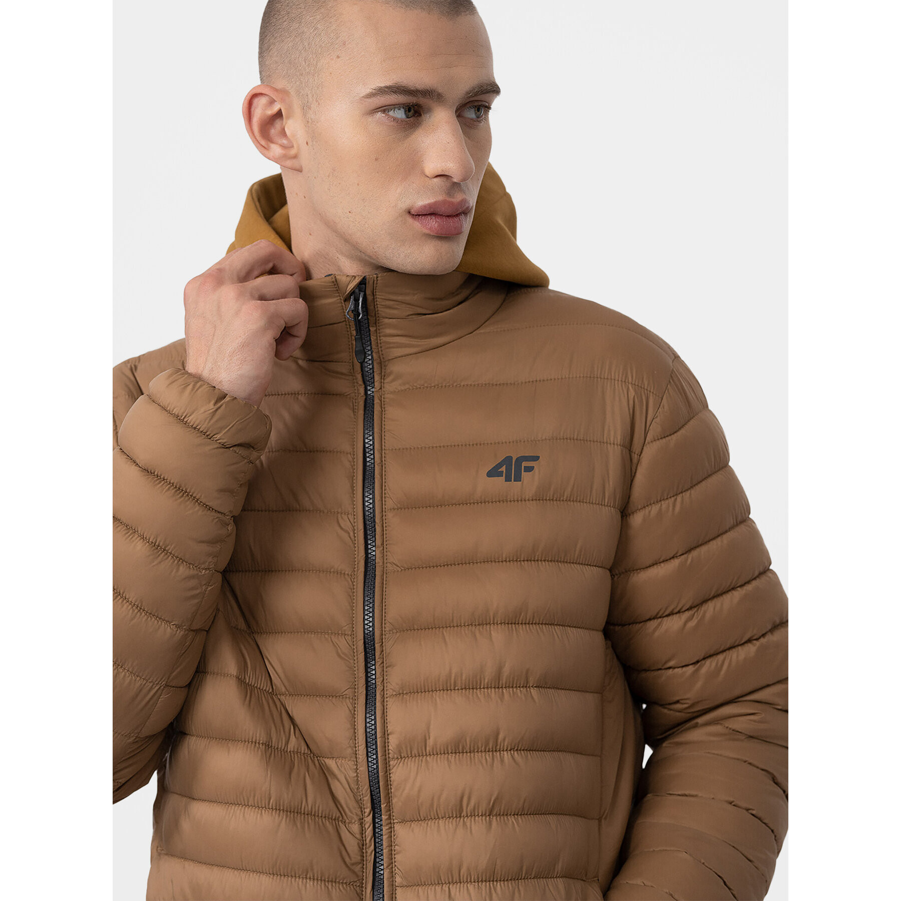 4F Пухено яке AW23TDJAM239 Кафяв Regular Fit - Pepit.bg