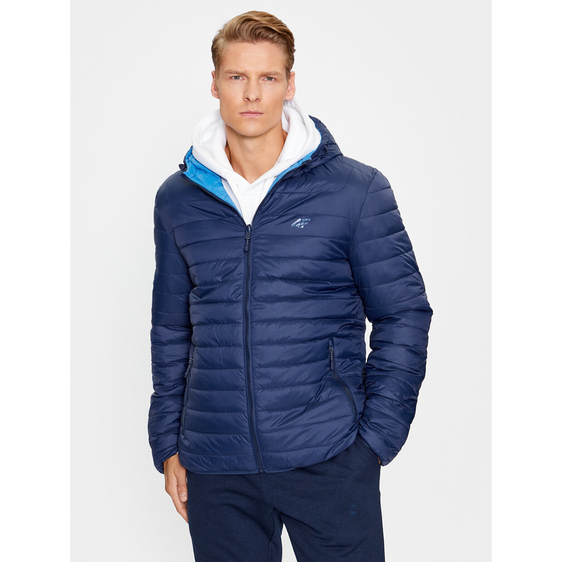 4F Пухено яке AW23TDJAM242 Тъмносин Regular Fit - Pepit.bg