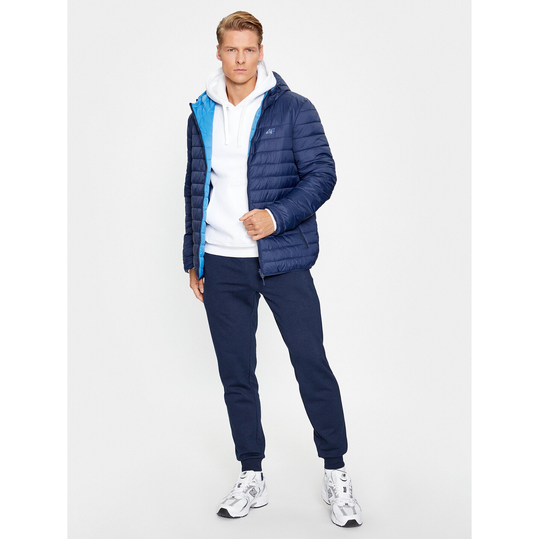 4F Пухено яке AW23TDJAM242 Тъмносин Regular Fit - Pepit.bg