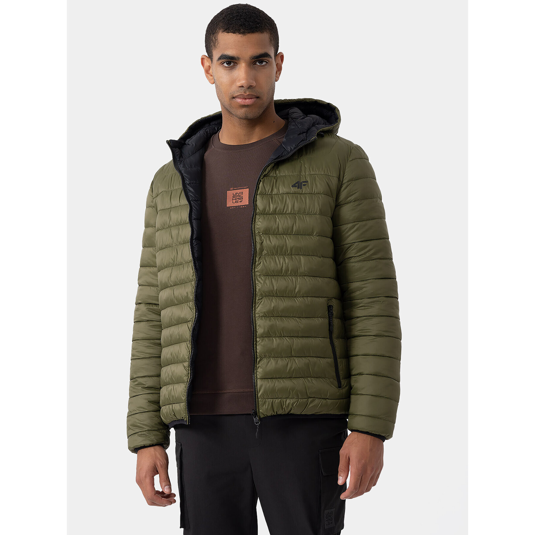 4F Пухено яке AW23TDJAM242 Зелен Regular Fit - Pepit.bg