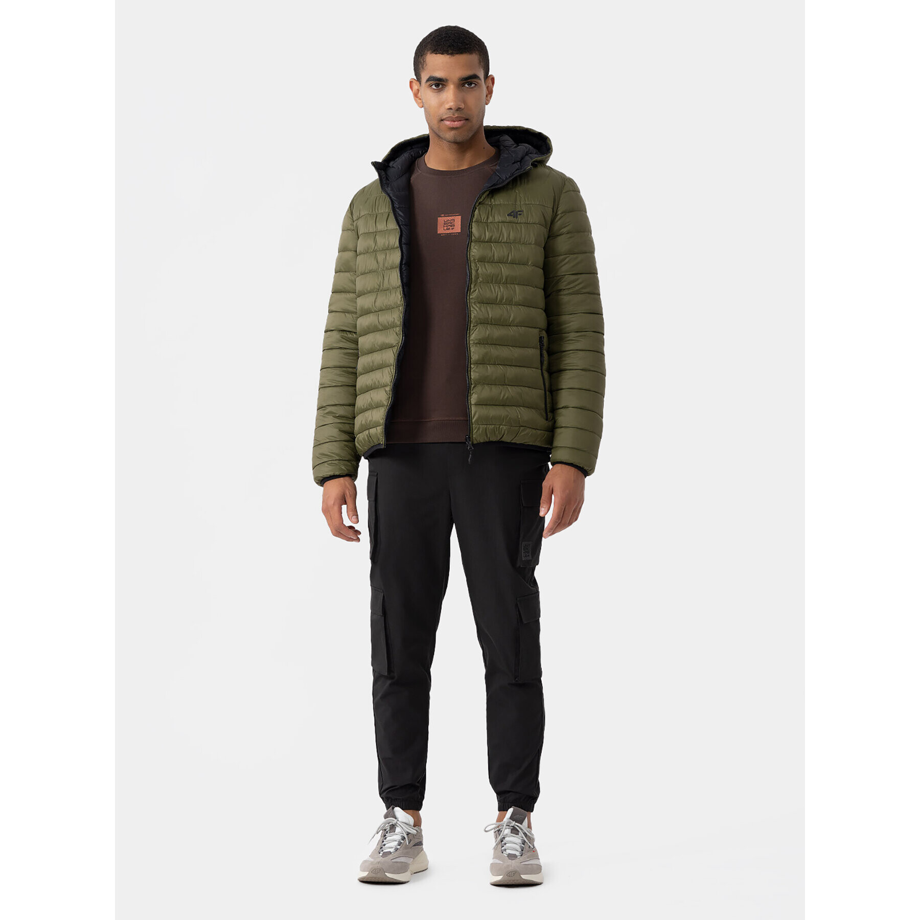 4F Пухено яке AW23TDJAM242 Зелен Regular Fit - Pepit.bg