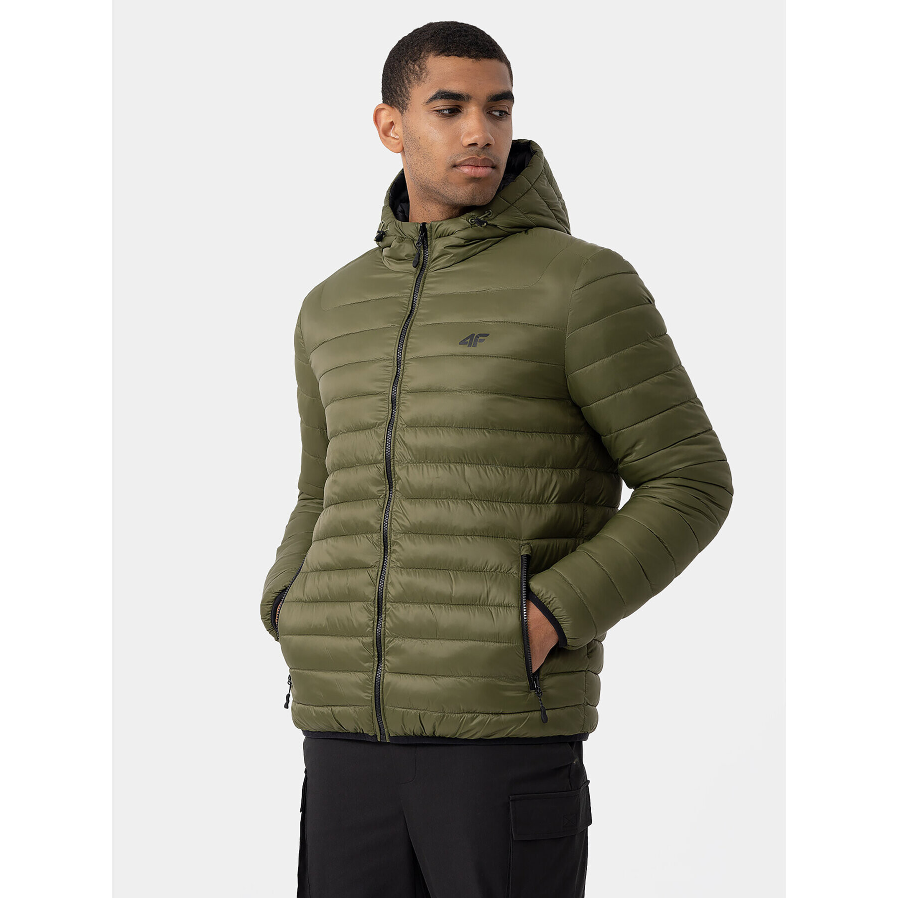 4F Пухено яке AW23TDJAM242 Зелен Regular Fit - Pepit.bg