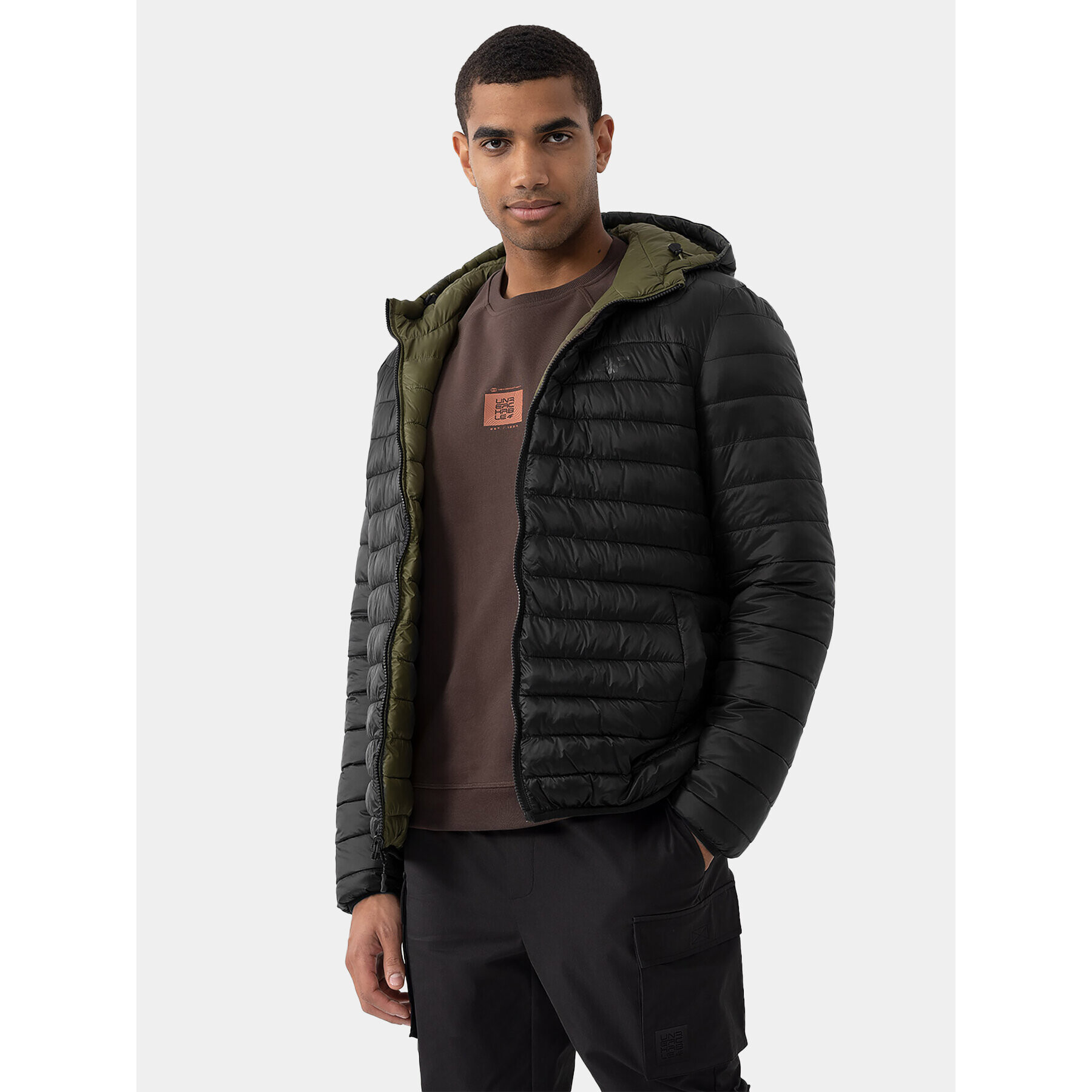 4F Пухено яке AW23TDJAM242 Зелен Regular Fit - Pepit.bg