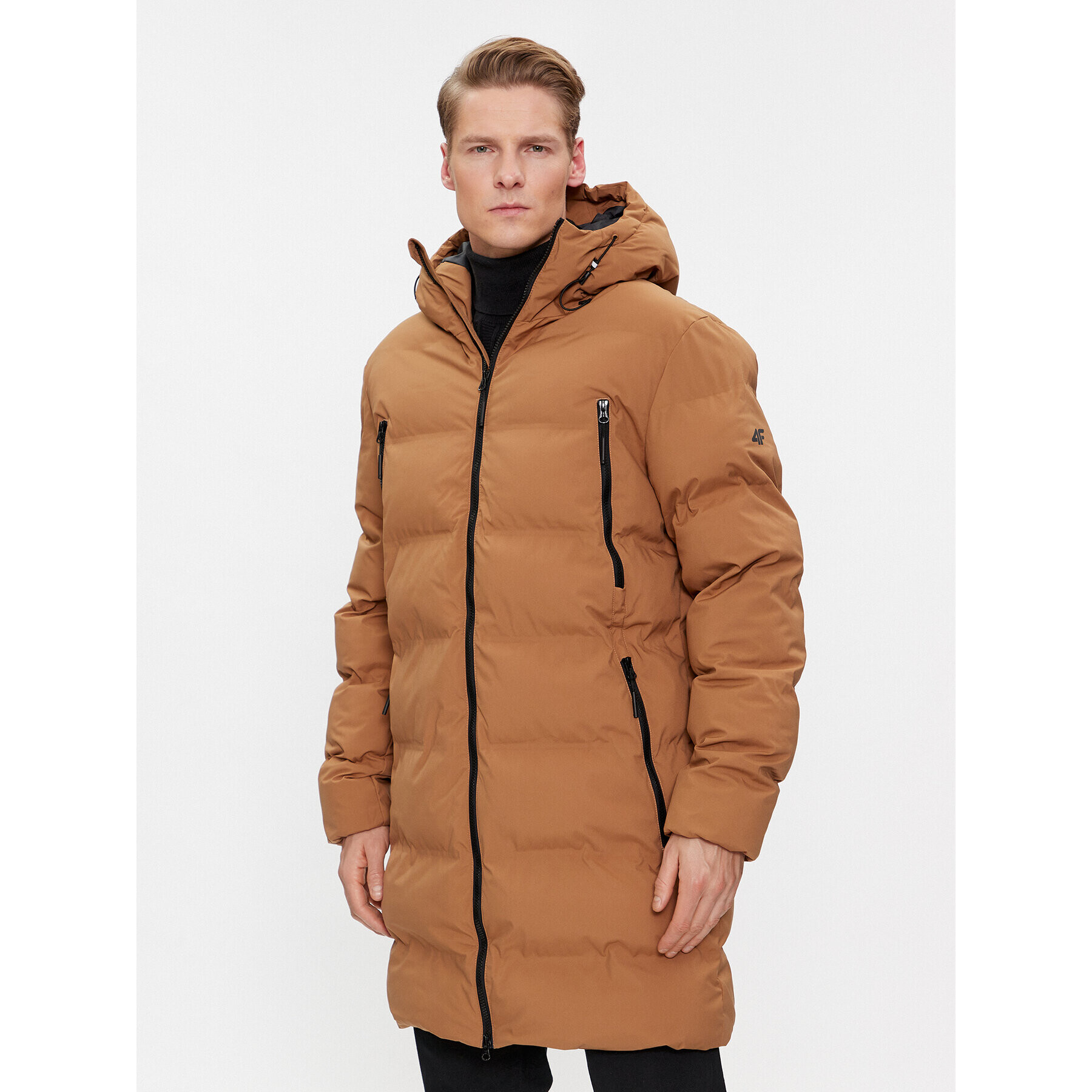 4F Пухено яке AW23TDJAM246 Кафяв Regular Fit - Pepit.bg