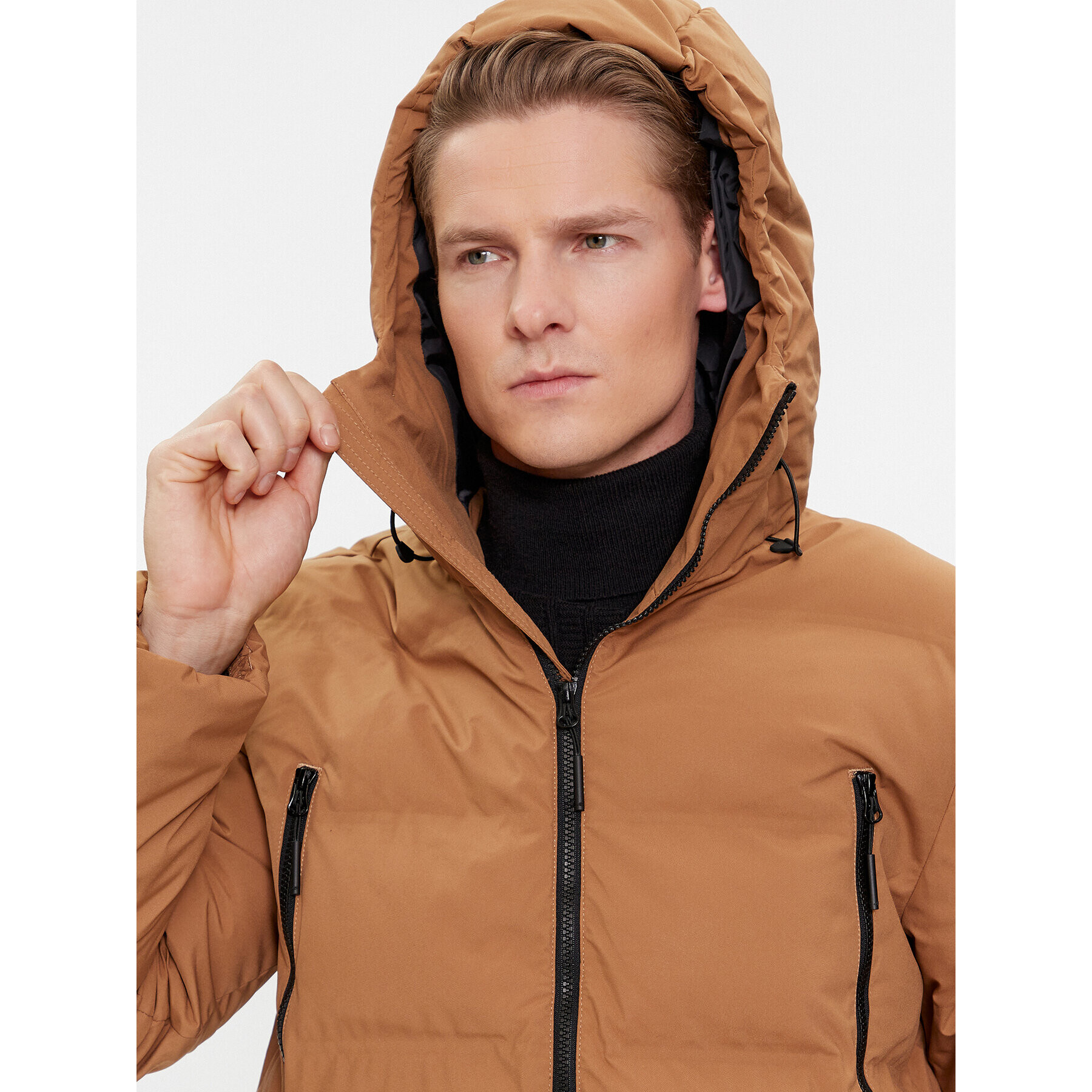 4F Пухено яке AW23TDJAM246 Кафяв Regular Fit - Pepit.bg