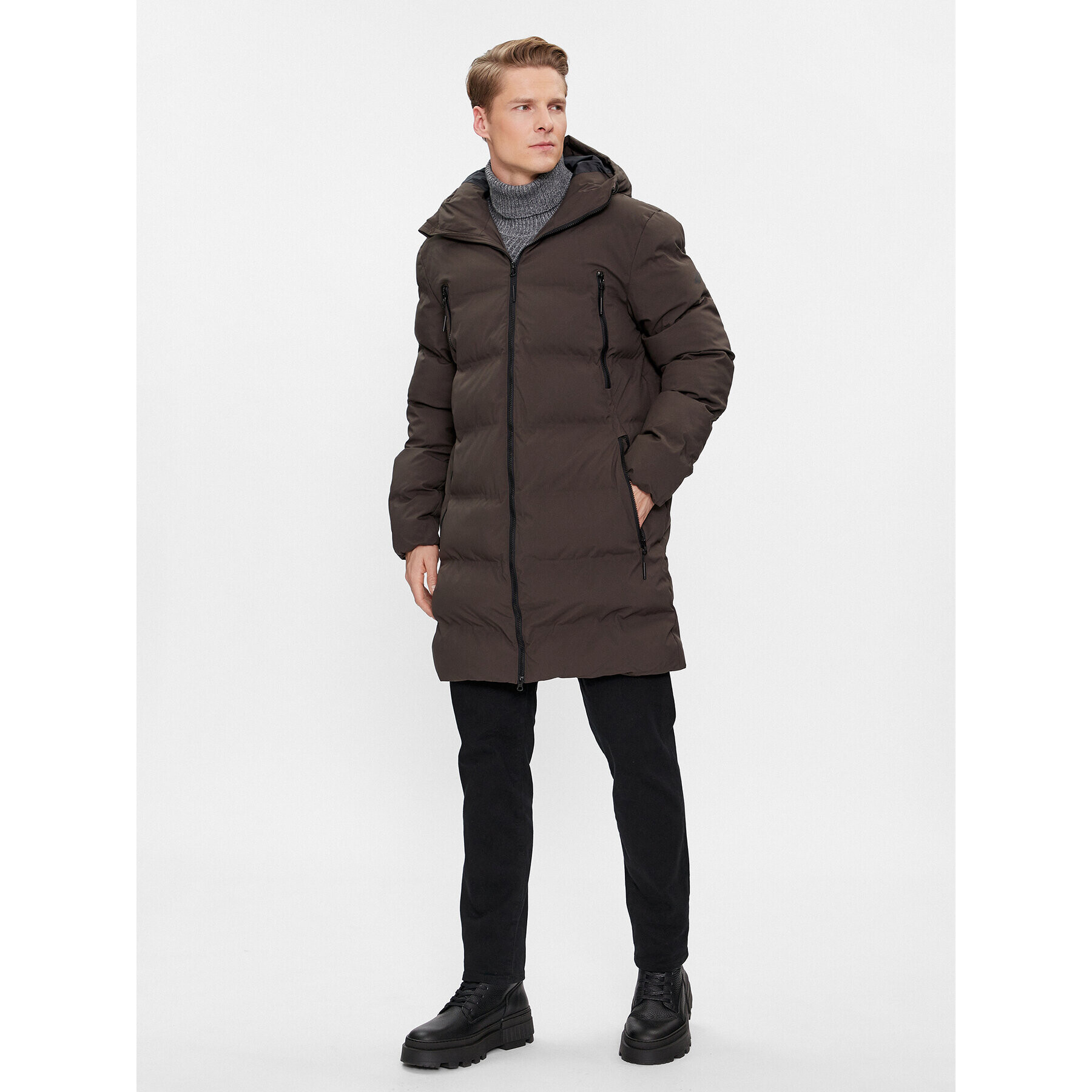 4F Пухено яке AW23TDJAM246 Каки Regular Fit - Pepit.bg