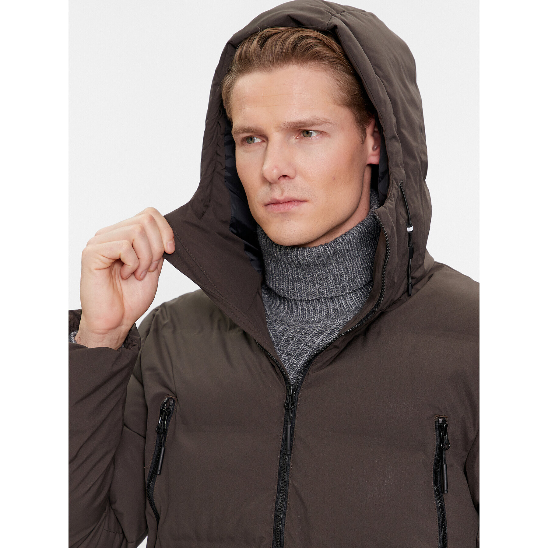 4F Пухено яке AW23TDJAM246 Каки Regular Fit - Pepit.bg