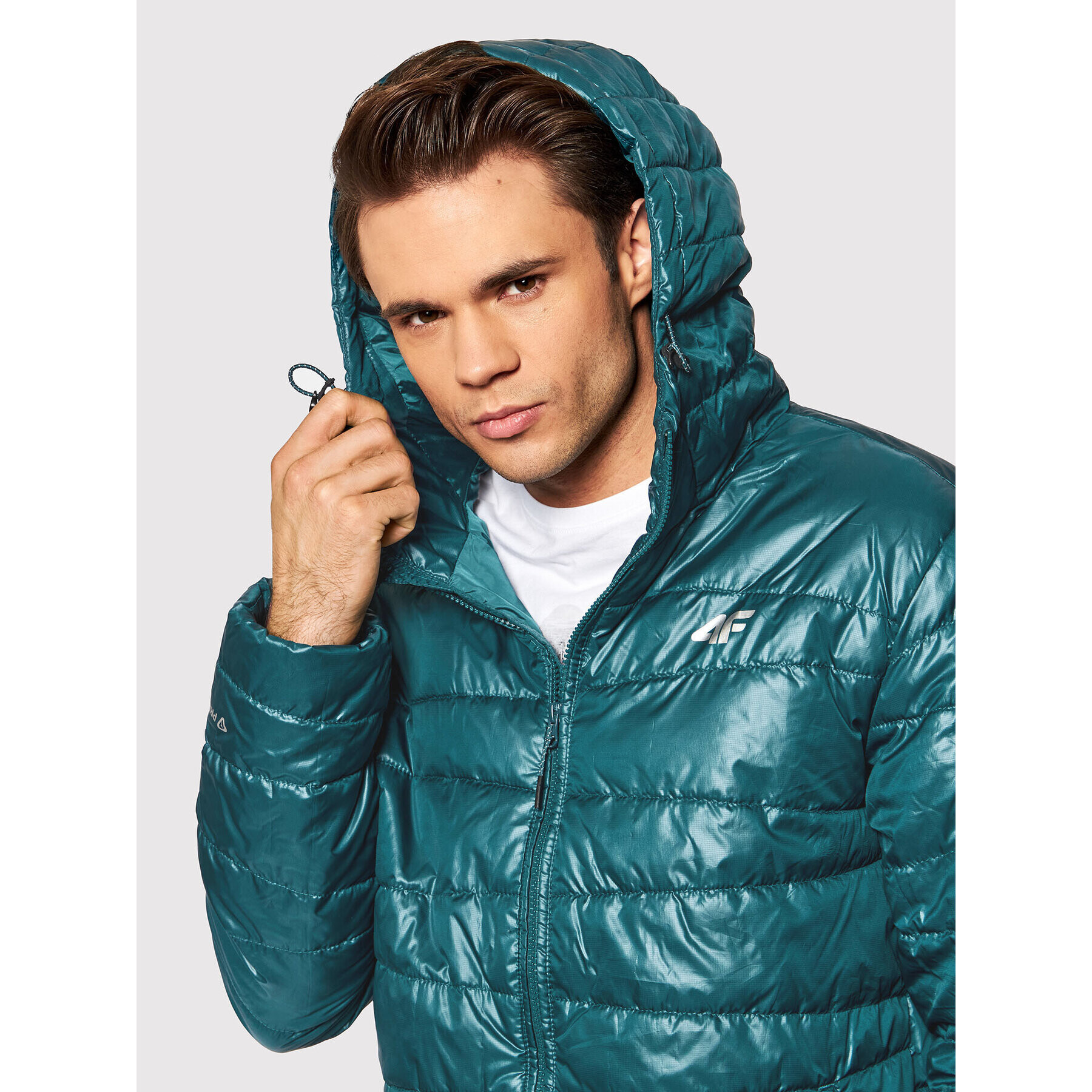 4F Пухено яке H4Z21-KUMP005 Зелен Regular Fit - Pepit.bg