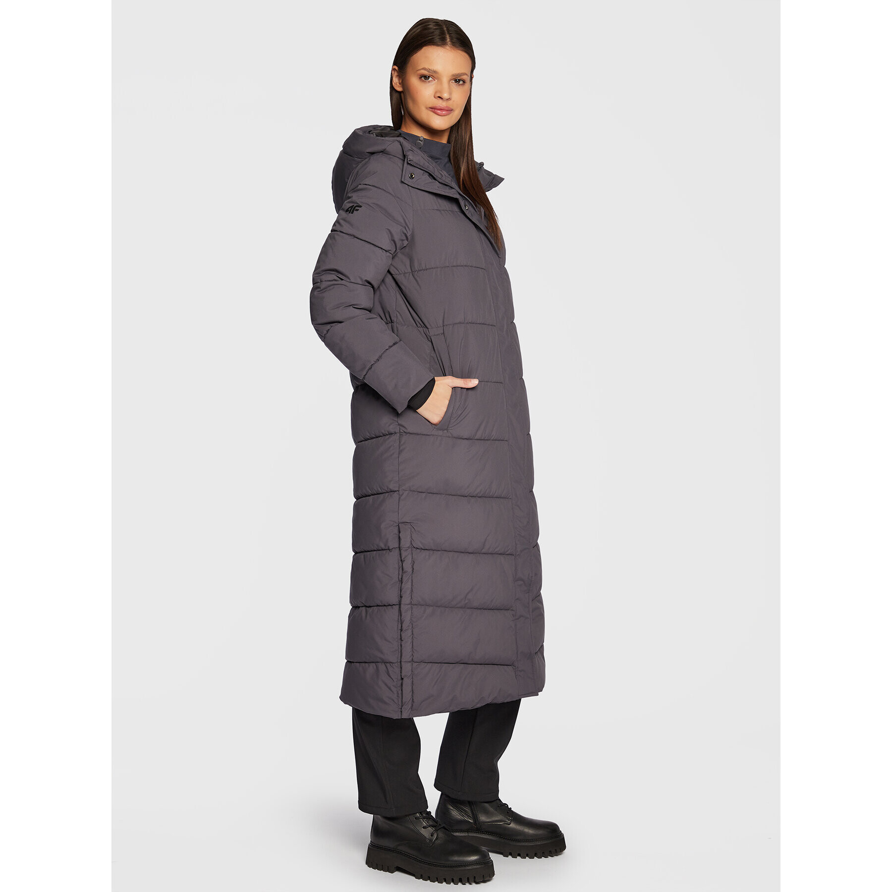 4F Пухено яке H4Z22-KUDP012 Сив Regular Fit - Pepit.bg